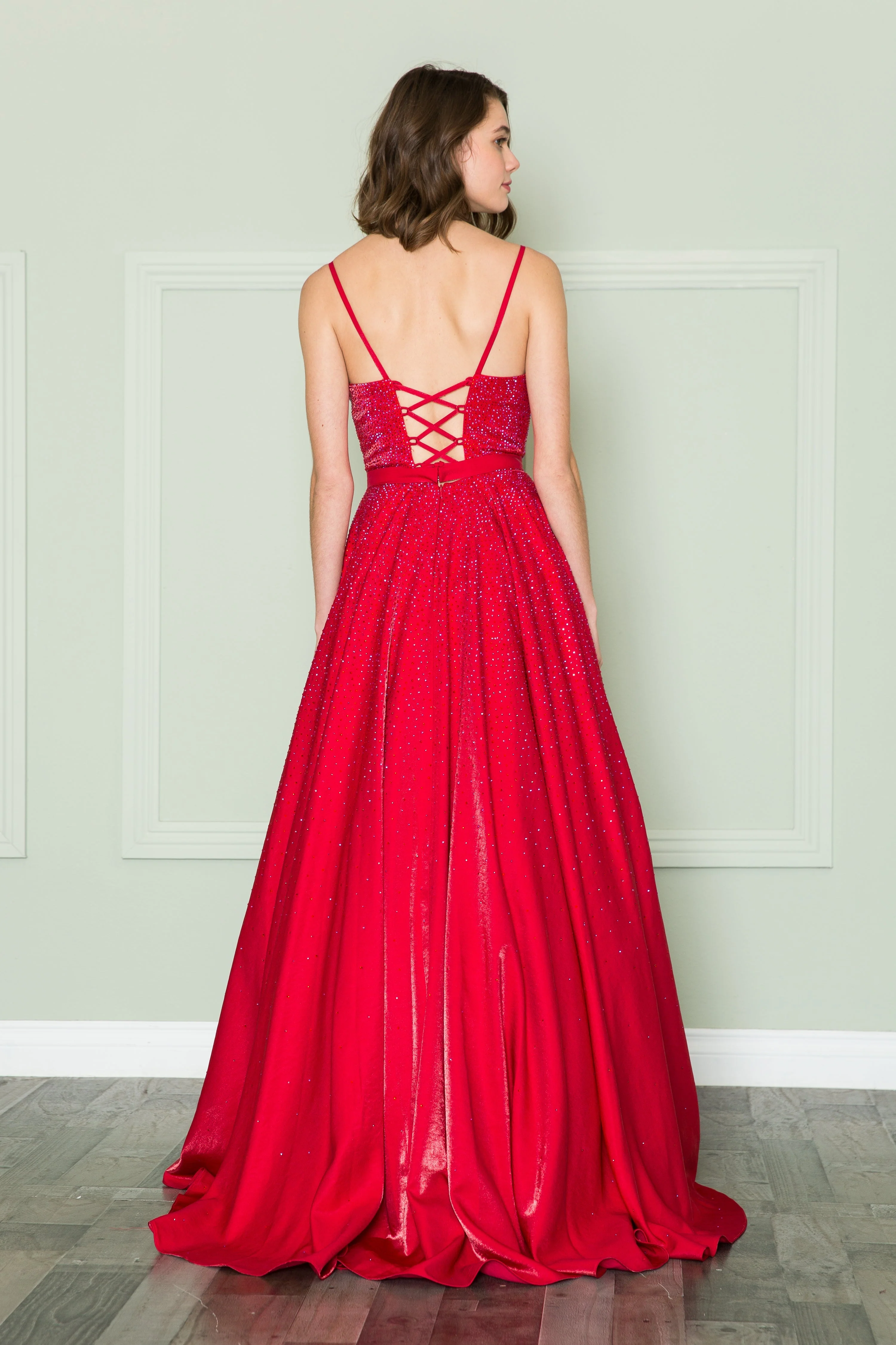 Poly USA 8886 Long Iridescent Glitter Dress - Image 6