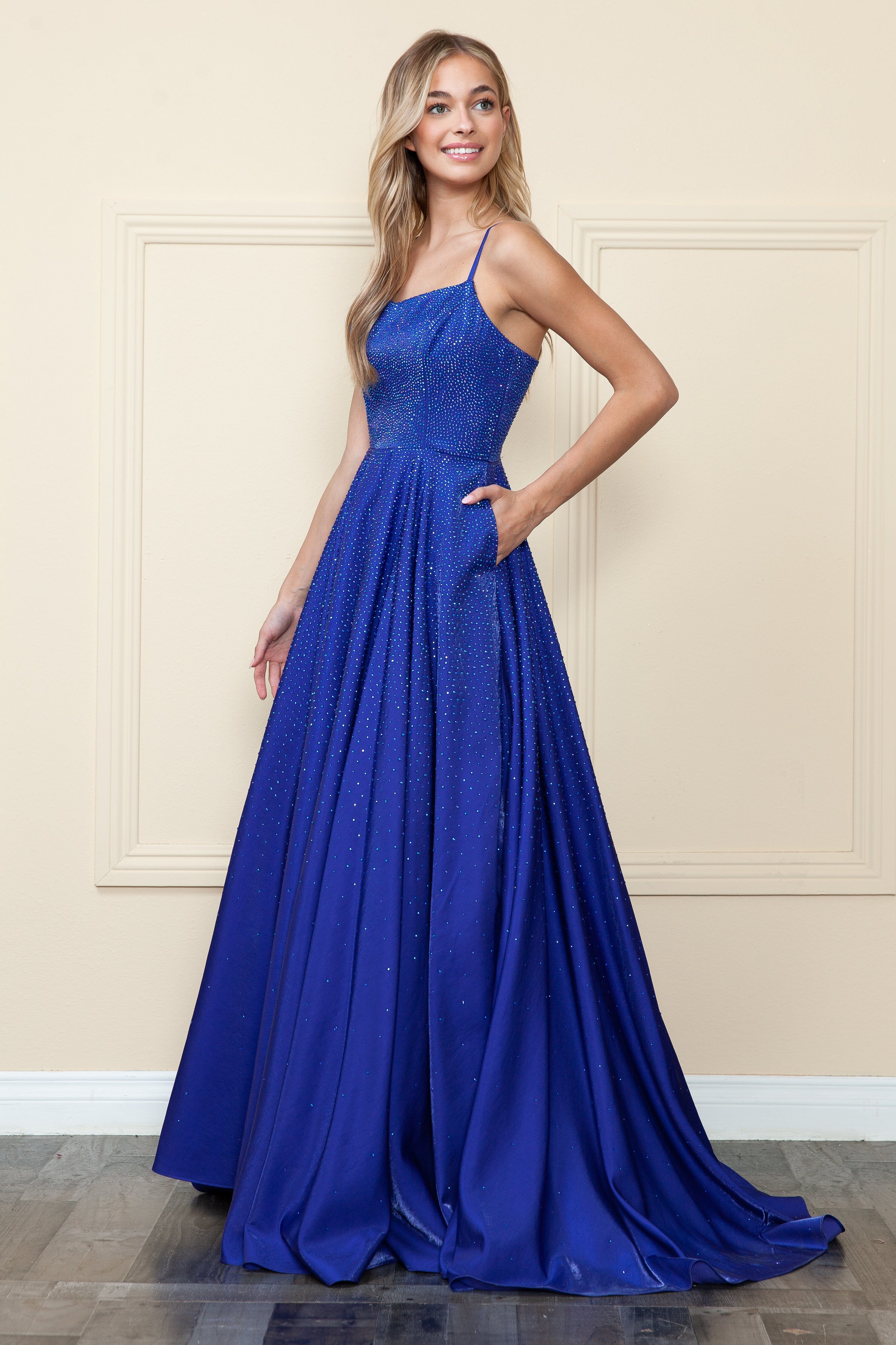 Poly USA 8886 Long Iridescent Glitter Dress - Image 8