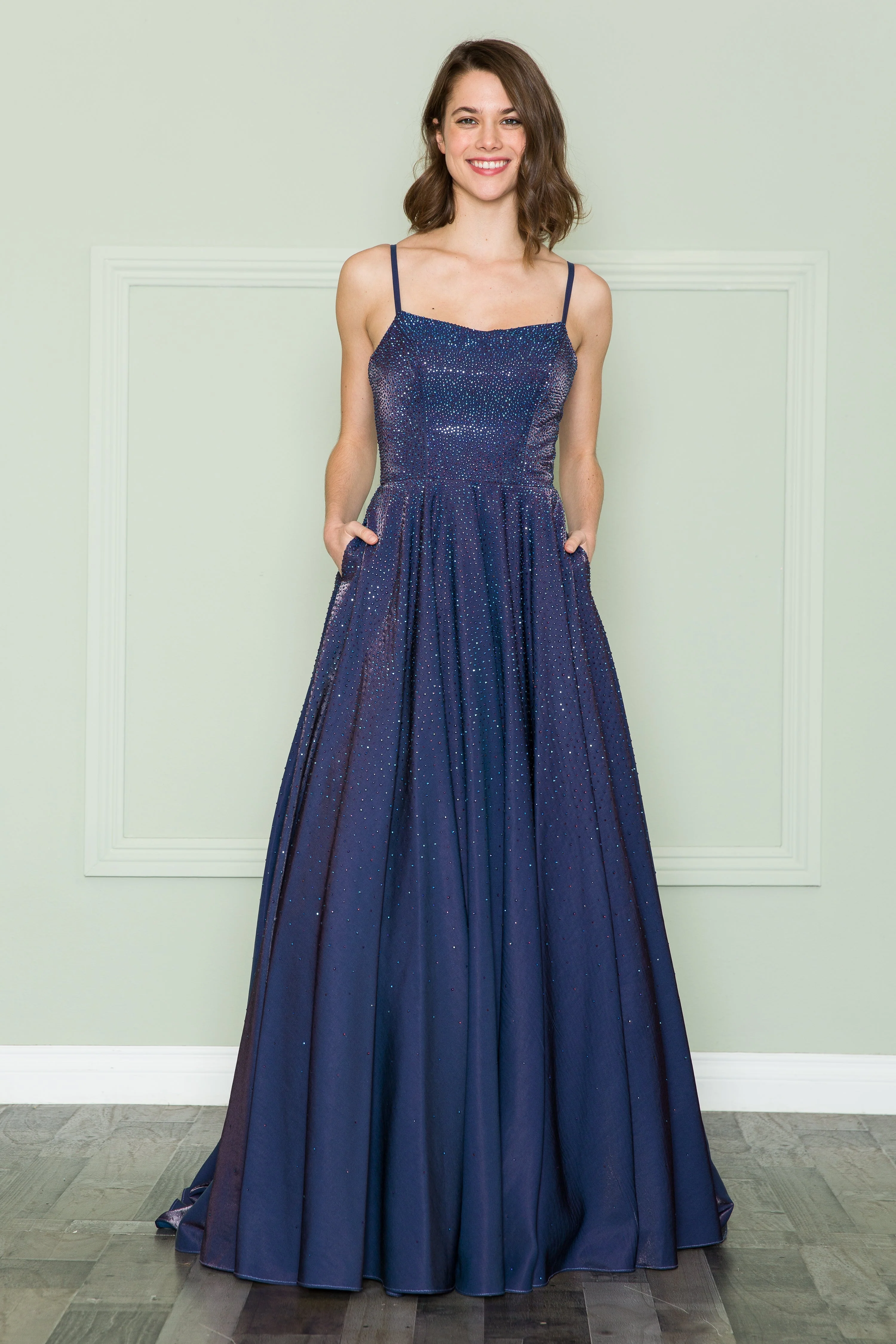 Poly USA 8886 Long Iridescent Glitter Dress - Image 9