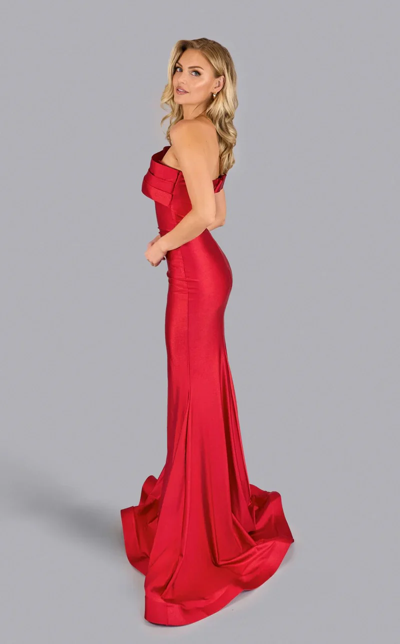 Jessica Angel JA2633 Off-Shoulder Mermaid Prom Formal Floor-Length Red Jersey Dress - Image 3