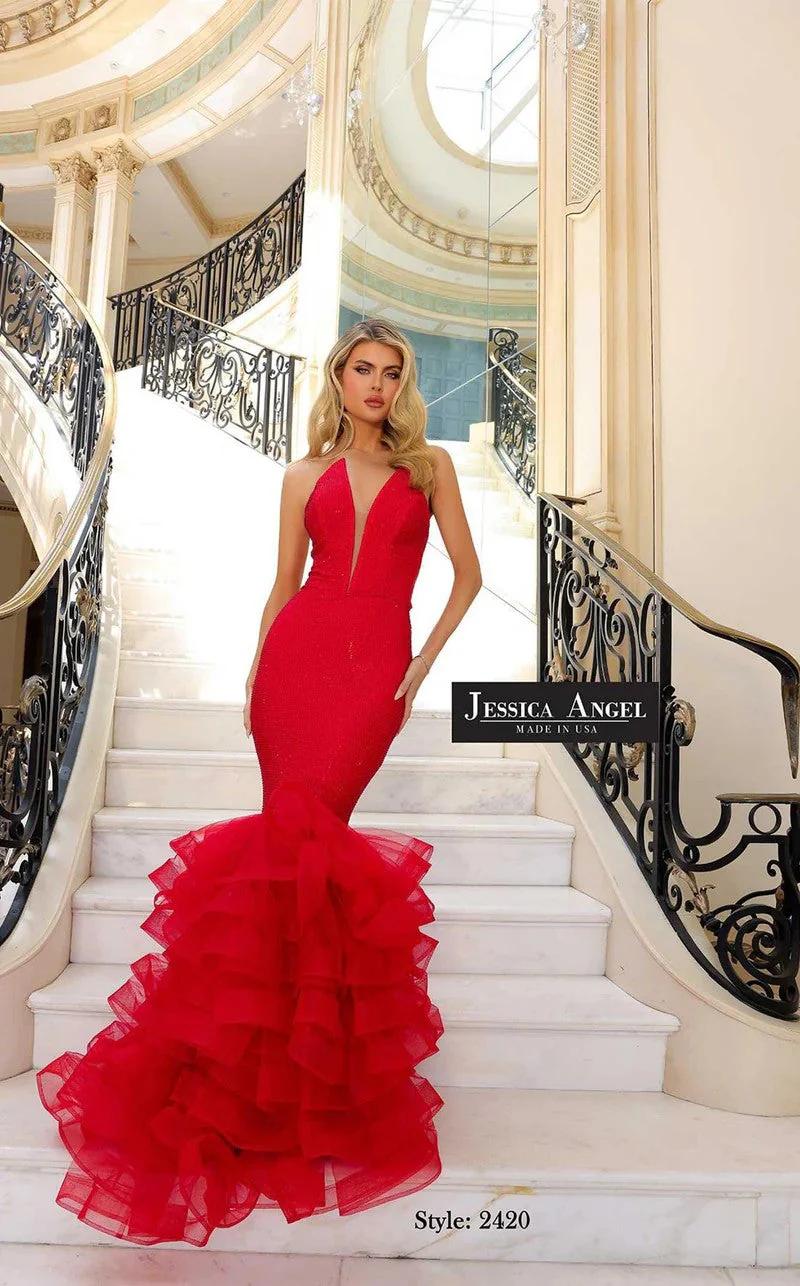 Jessica Angel JA2420 Strapless Mermaid Low Back Ruched Jersey Tulle Dress - Image 3