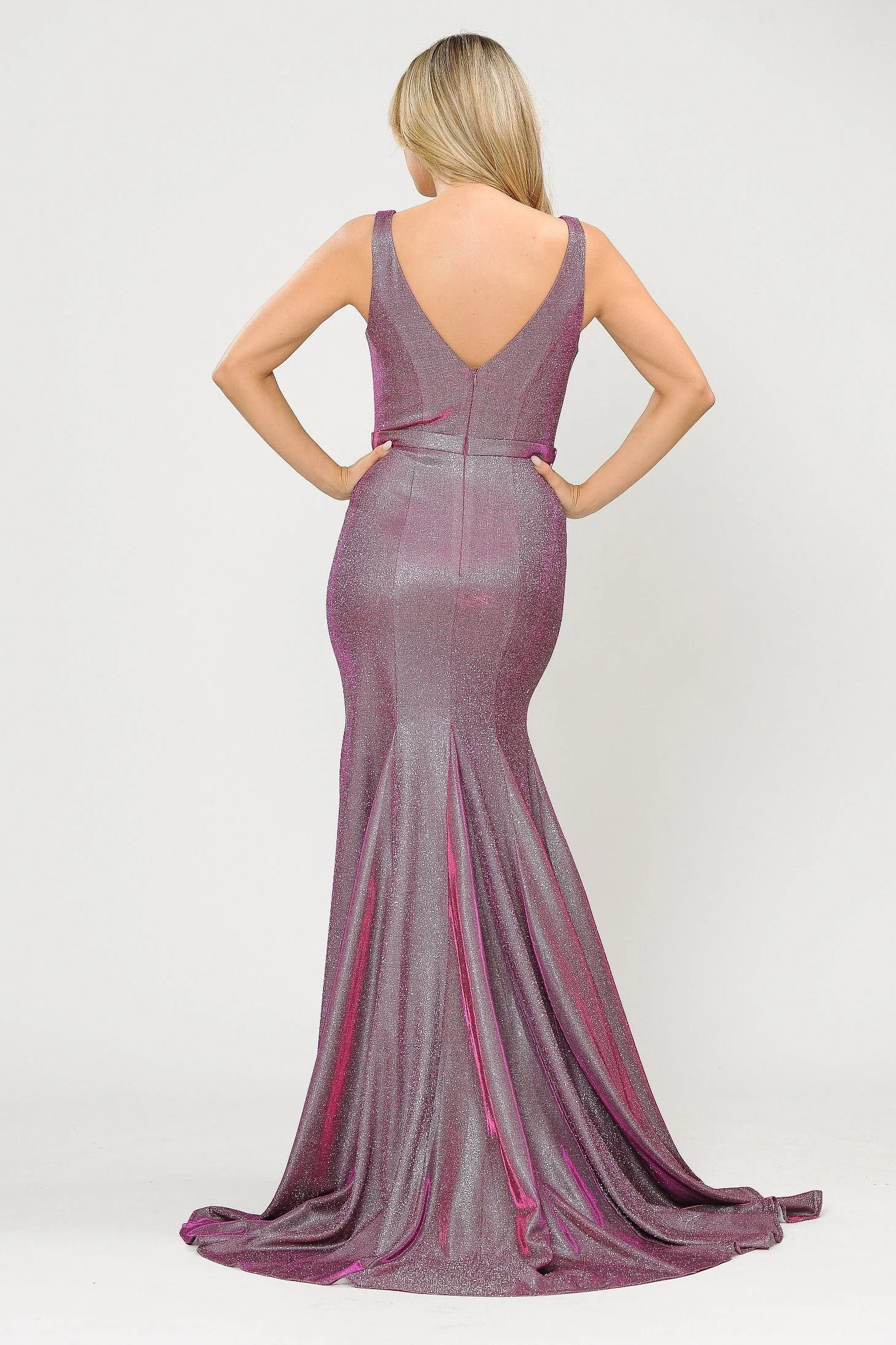 Poly USA 8704 Long Metallic Glitter Mermaid Dress - Image 10