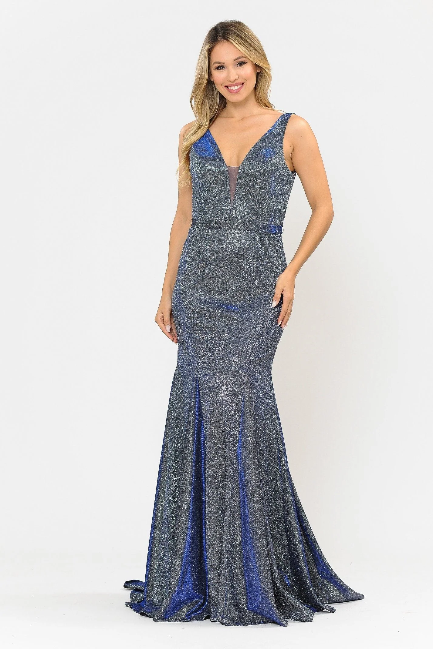 Poly USA 8704 Long Metallic Glitter Mermaid Dress - Image 5