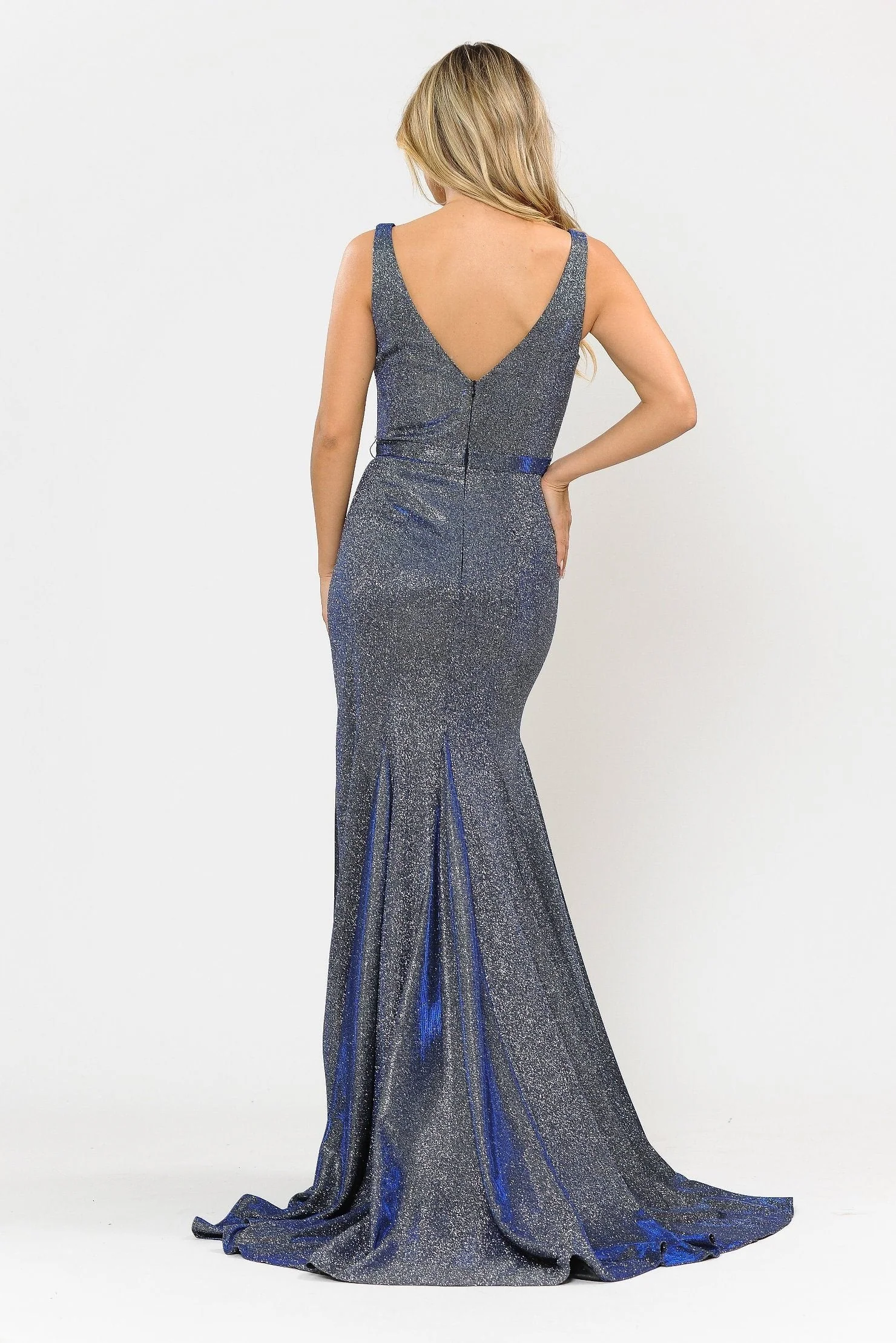 Poly USA 8704 Long Metallic Glitter Mermaid Dress - Image 6