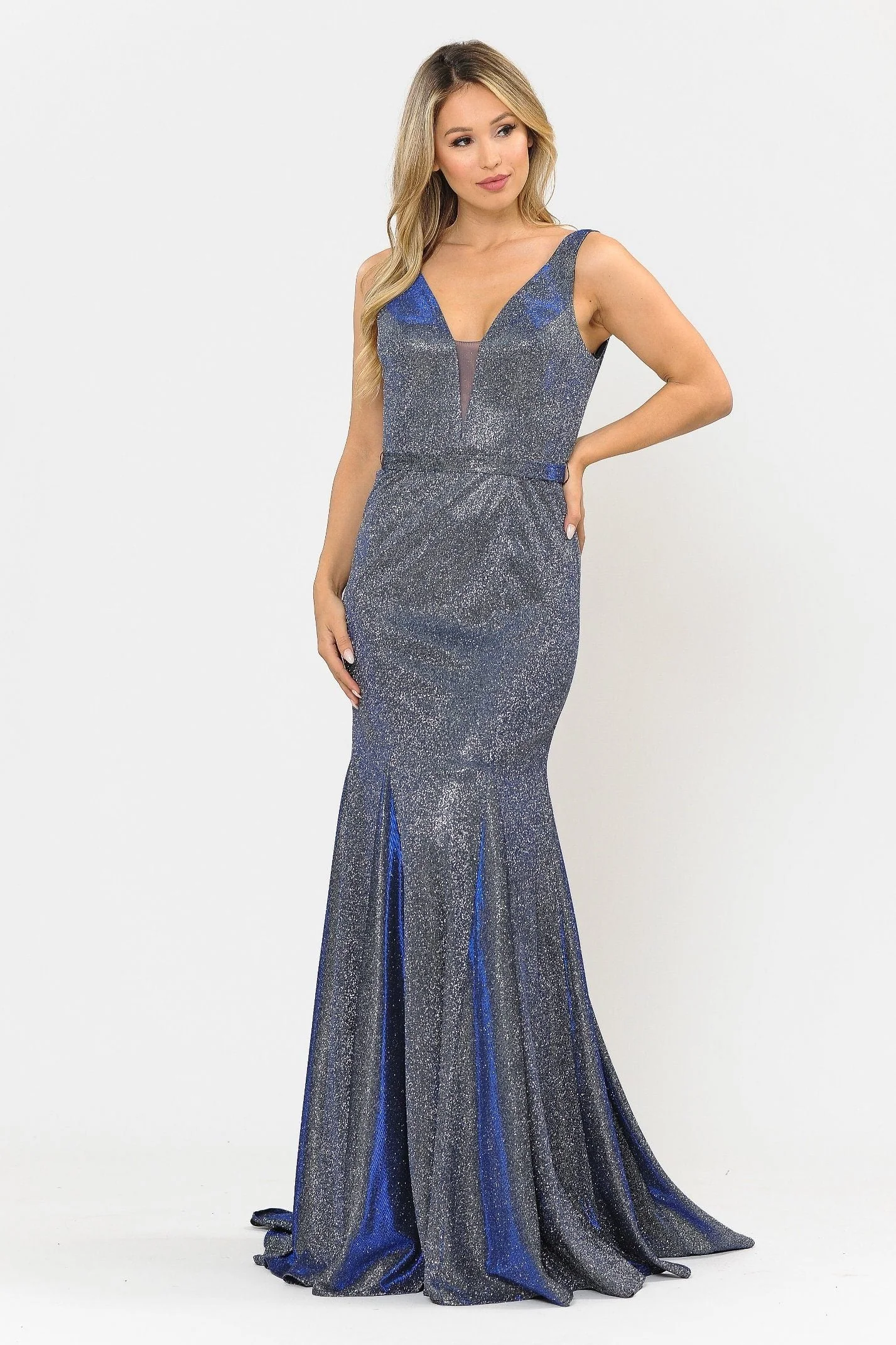 Poly USA 8704 Long Metallic Glitter Mermaid Dress - Image 8