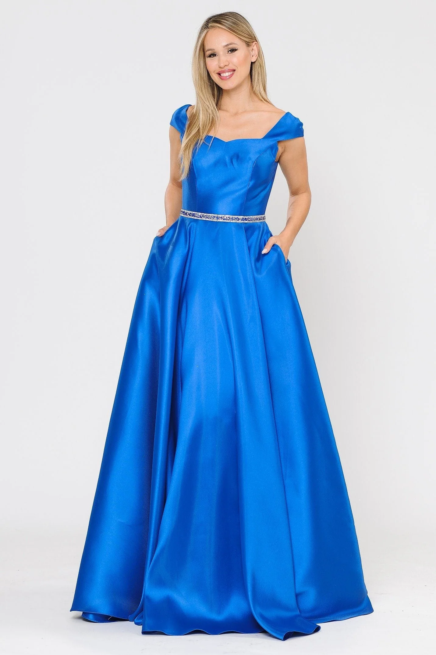 Poly USA 8702 Long Mikado Cap Sleeve Dress with Corset Back - Image 15