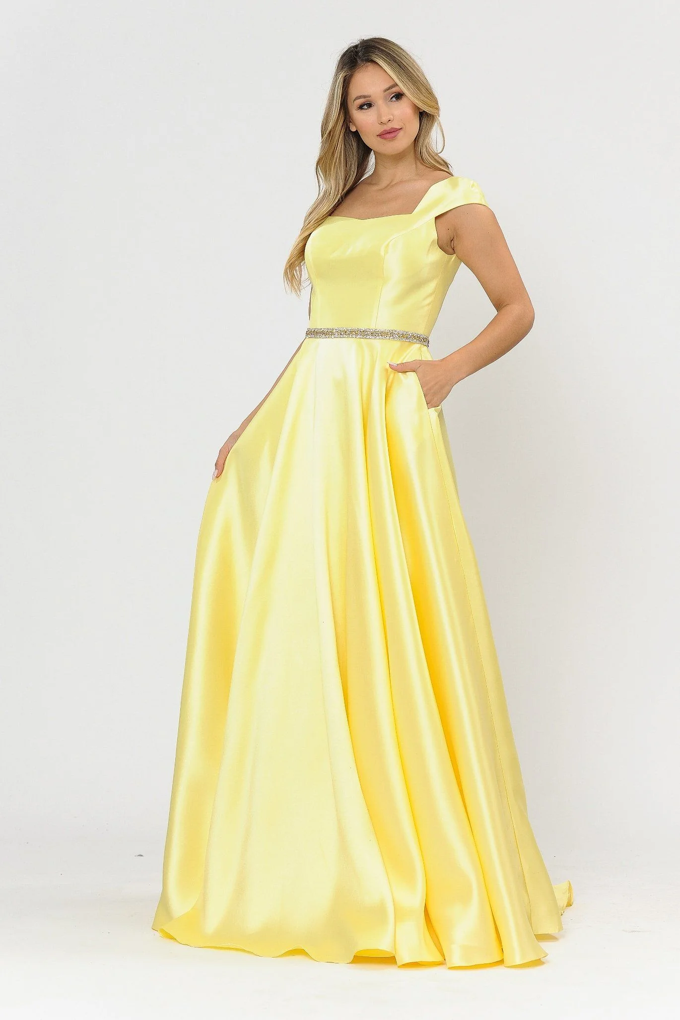 Poly USA 8702 Long Mikado Cap Sleeve Dress with Corset Back - Image 19