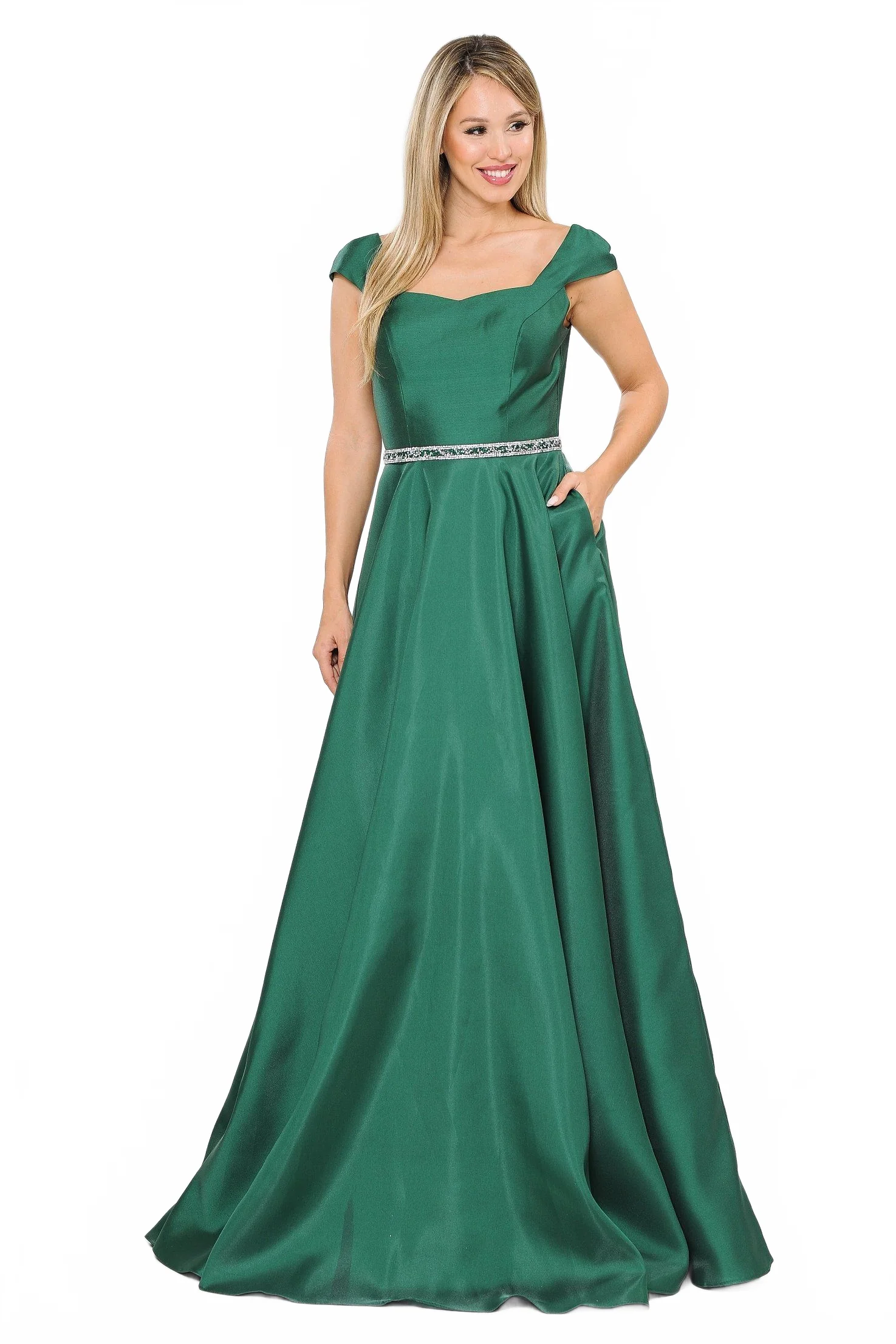 Poly USA 8702 Long Mikado Cap Sleeve Dress with Corset Back - Image 23