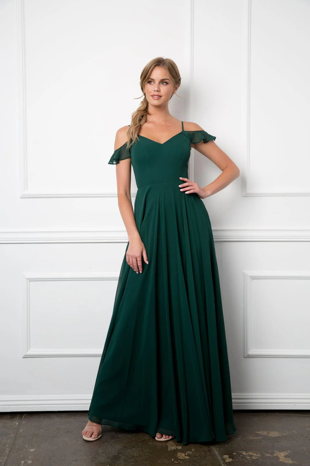 Long Off-Shoulder Formal Chiffon Bridesmaids Dress - Image 10