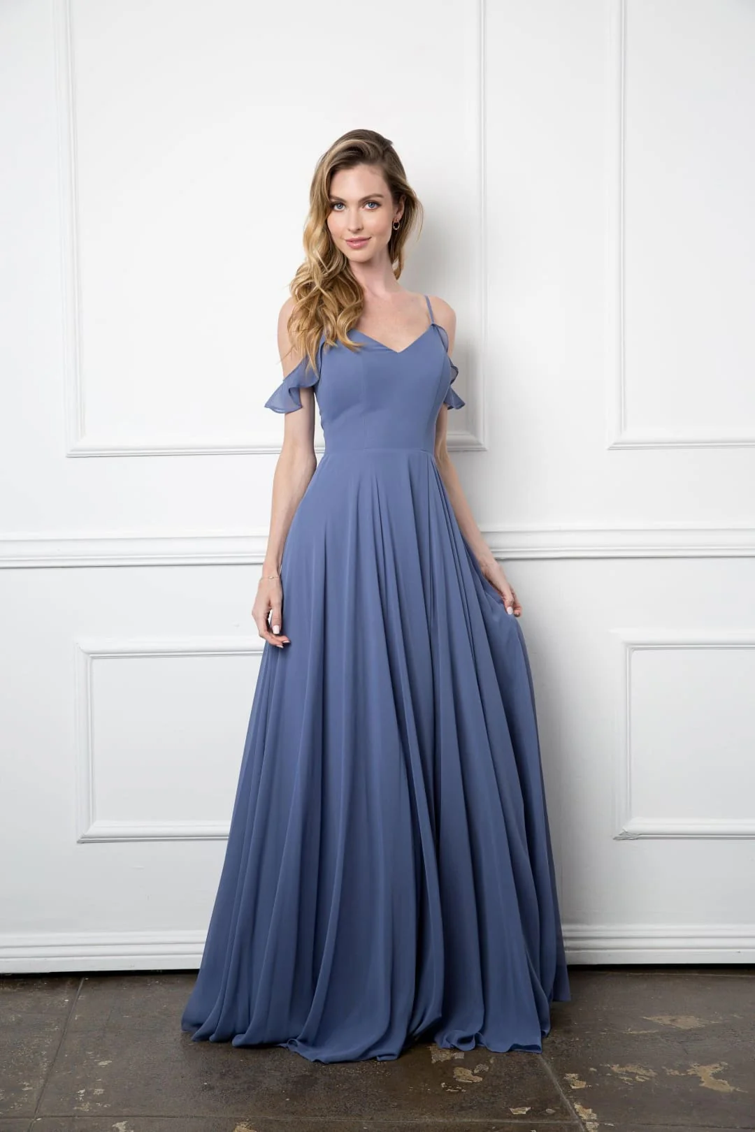 Long Off-Shoulder Formal Chiffon Bridesmaids Dress - Image 12