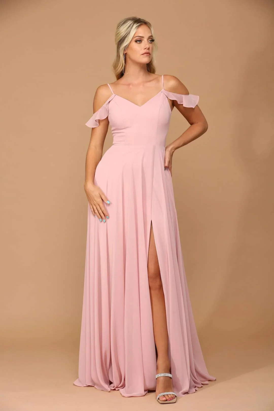 Long Off-Shoulder Formal Chiffon Bridesmaids Dress - Image 16