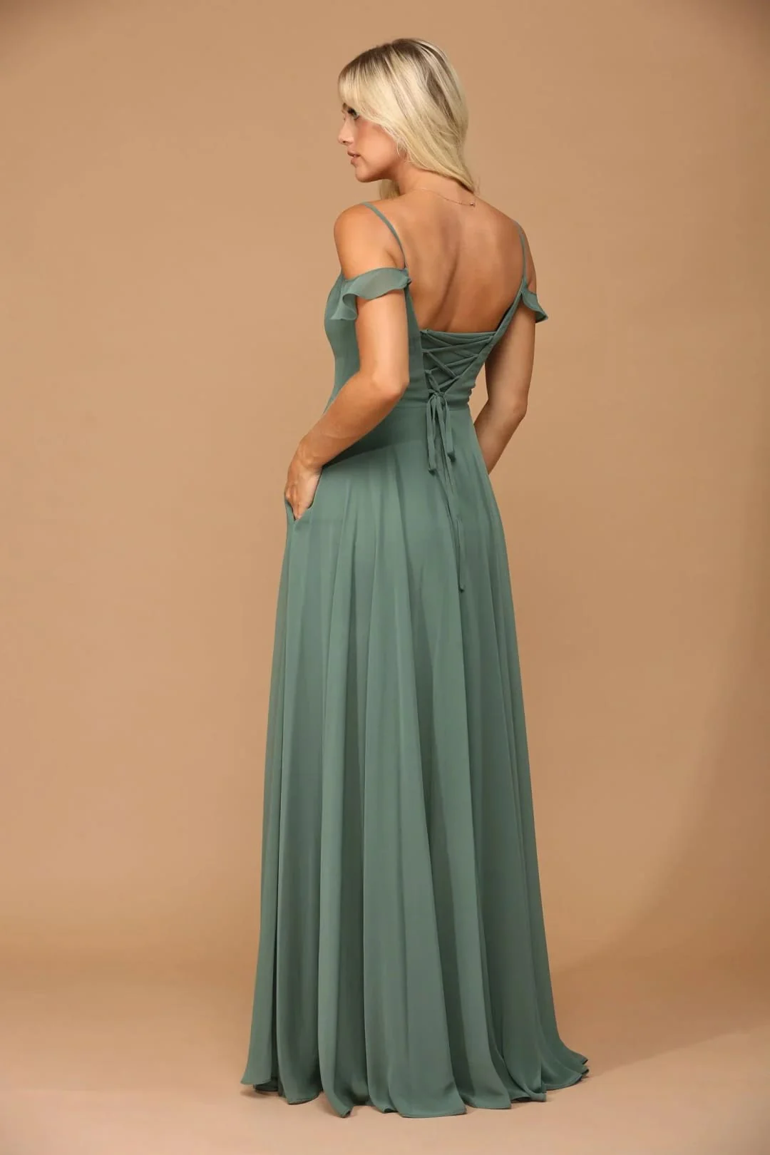 Long Off-Shoulder Formal Chiffon Bridesmaids Dress - Image 17