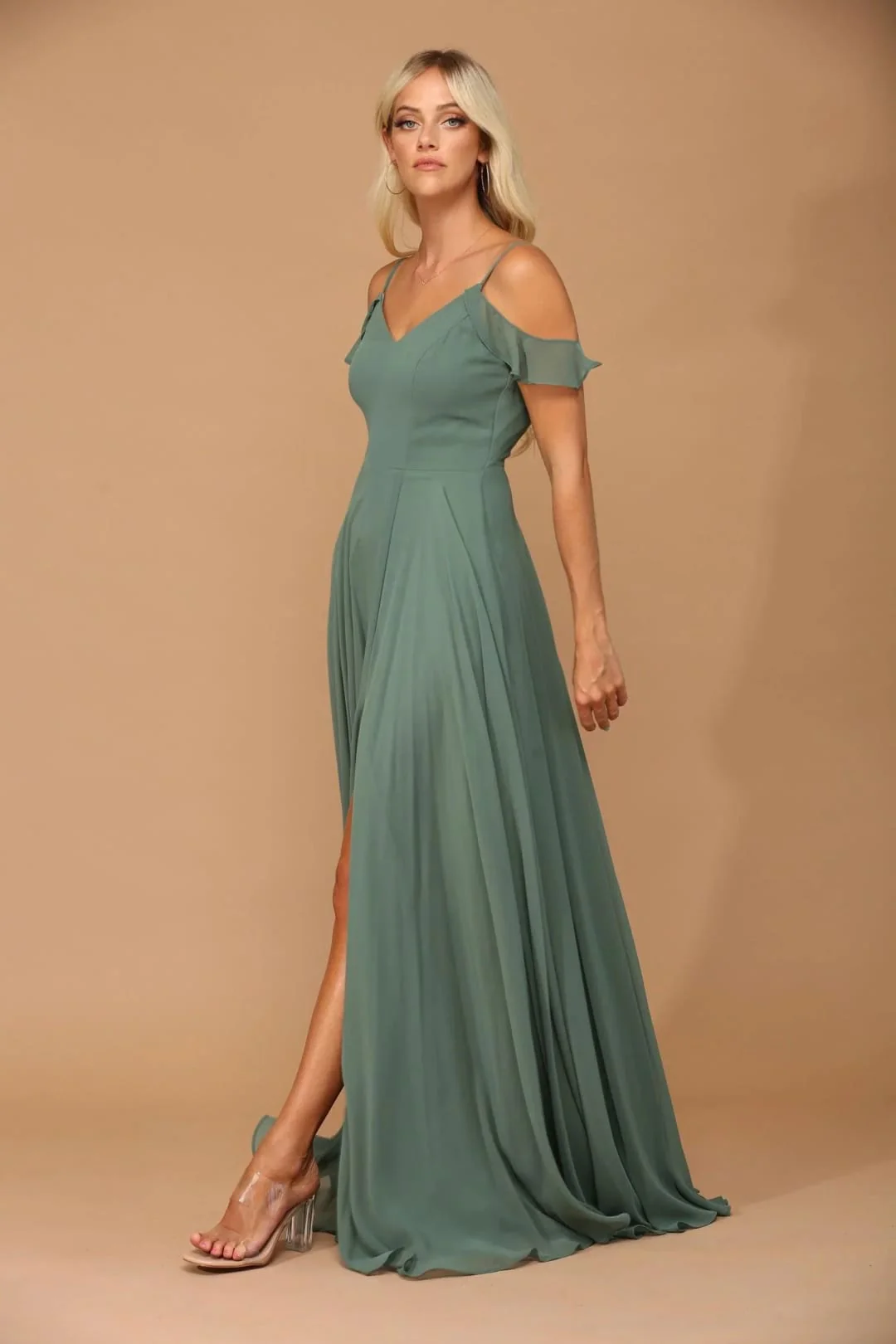 Long Off-Shoulder Formal Chiffon Bridesmaids Dress - Image 18