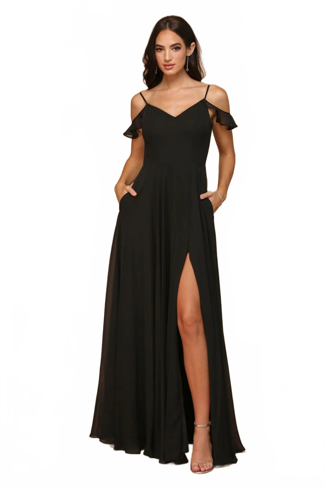 Long Off-Shoulder Formal Chiffon Bridesmaids Dress - Image 23