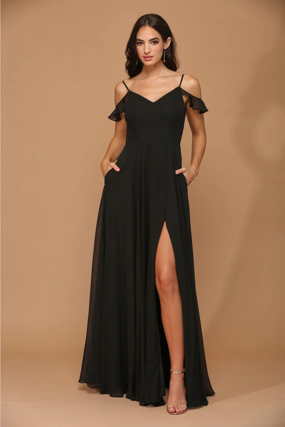 Long Off-Shoulder Formal Chiffon Bridesmaids Dress - Image 6