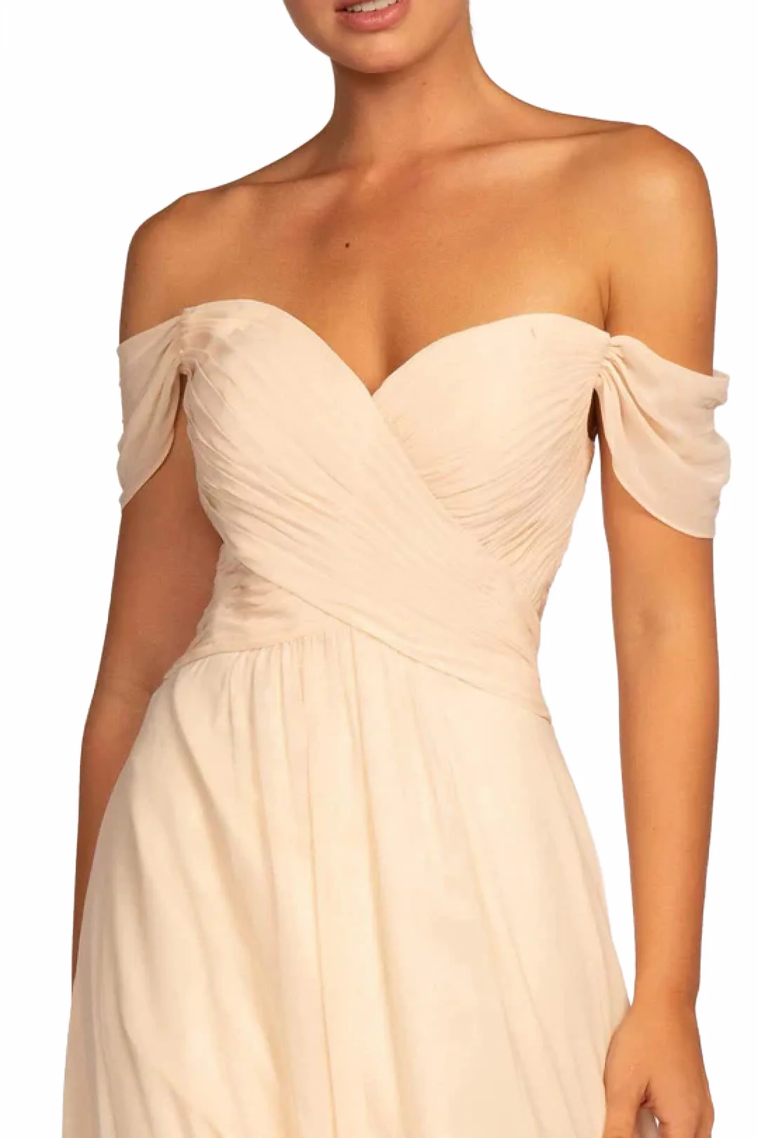 Pleated Off-Shoulder Chiffon Dress by Elizabeth KGL2550 - Image 11