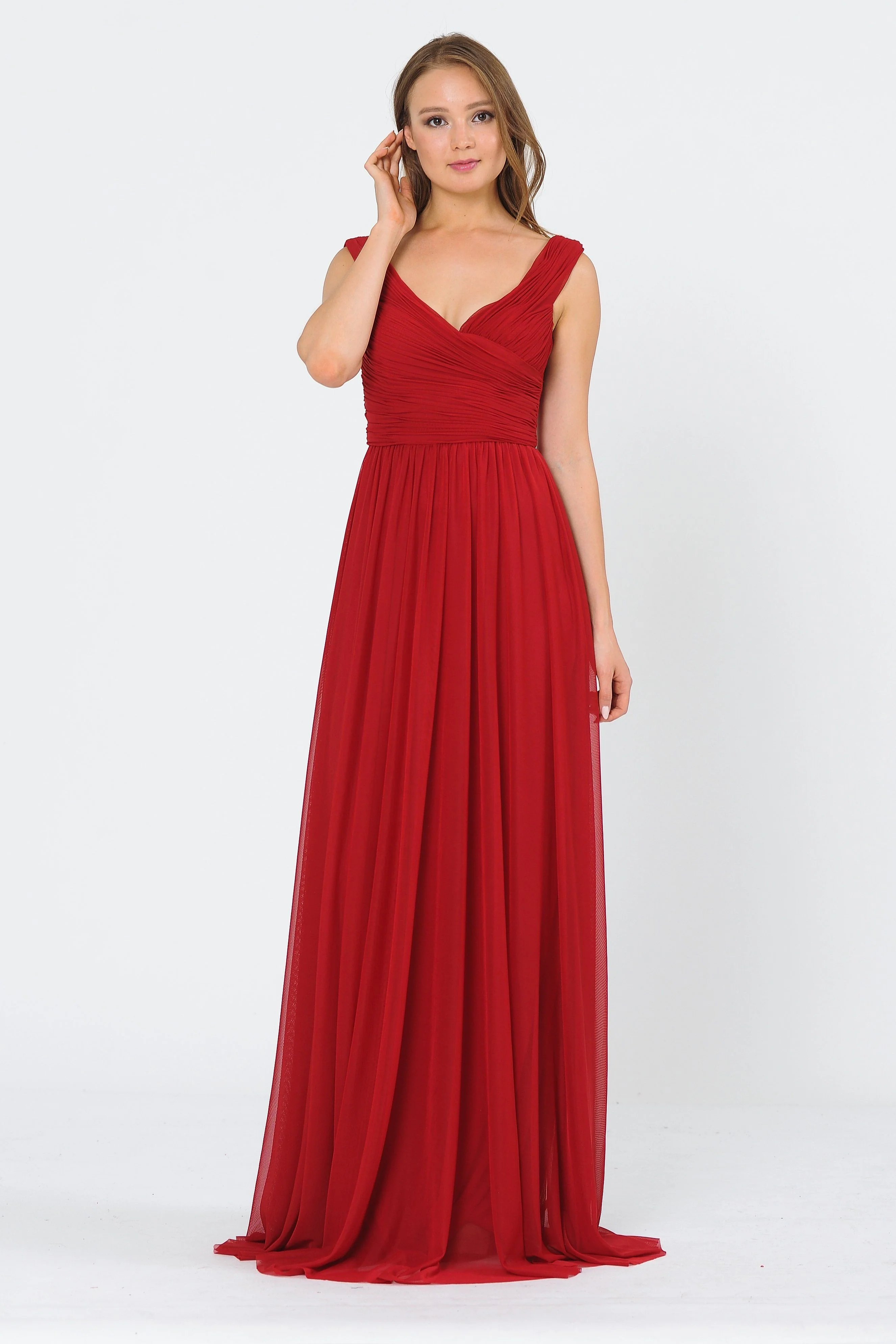 Poly USA 8398 Long Ruched Off the Shoulder Dress - Image 3