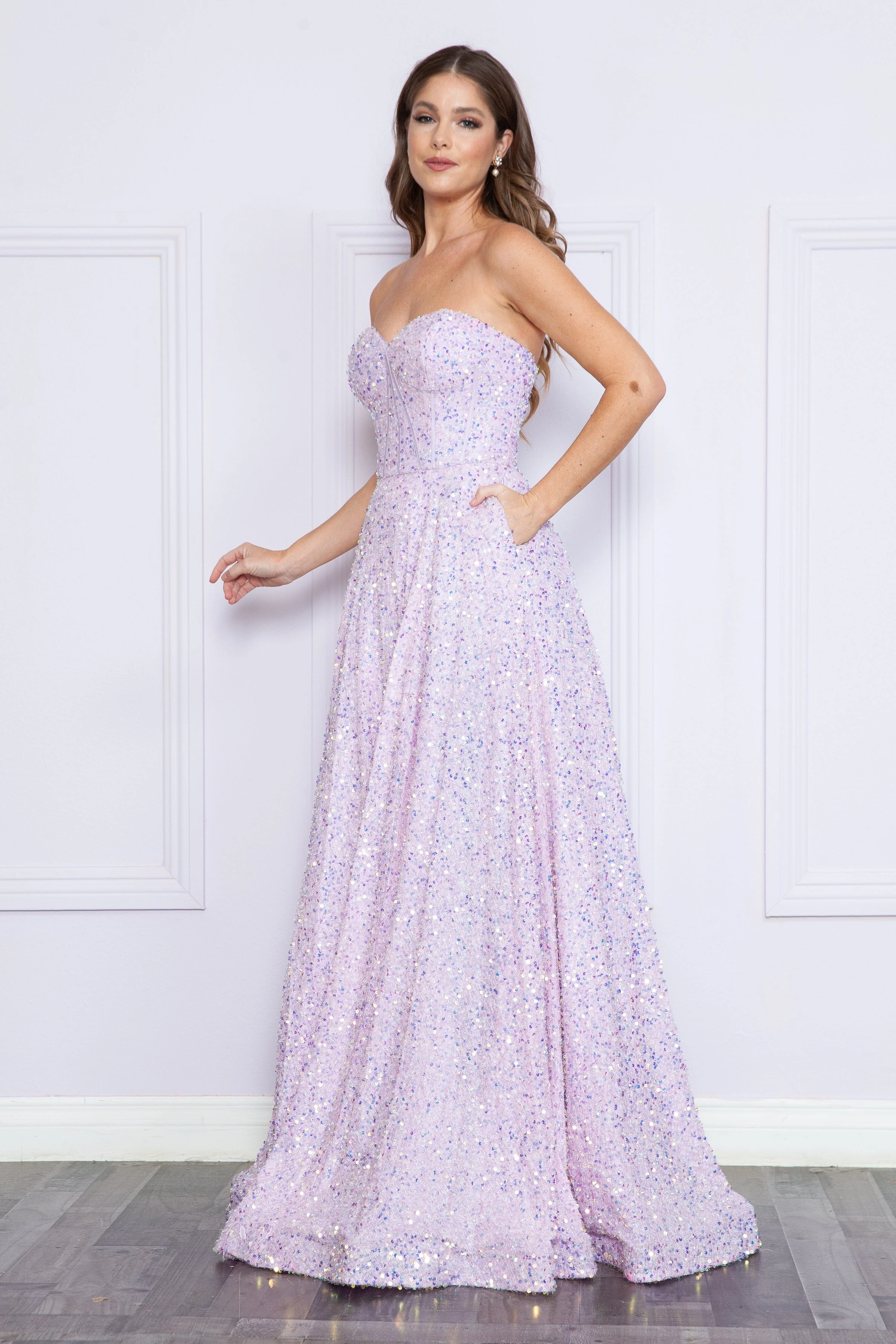 Poly USA 9152 Long Sequin Sweetheart Dress - Image 7