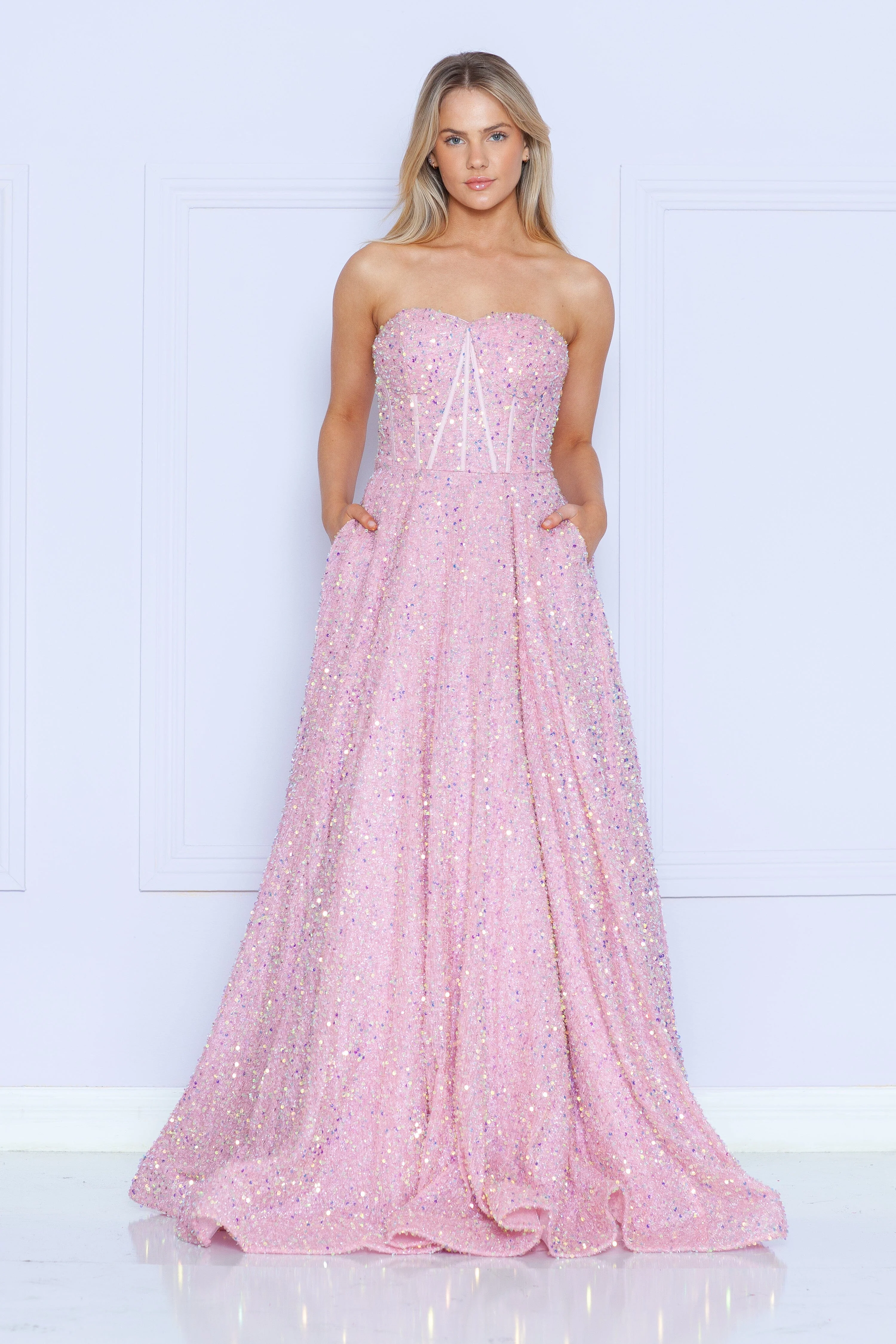 Poly USA 9152 Long Sequin Sweetheart Dress - Image 8