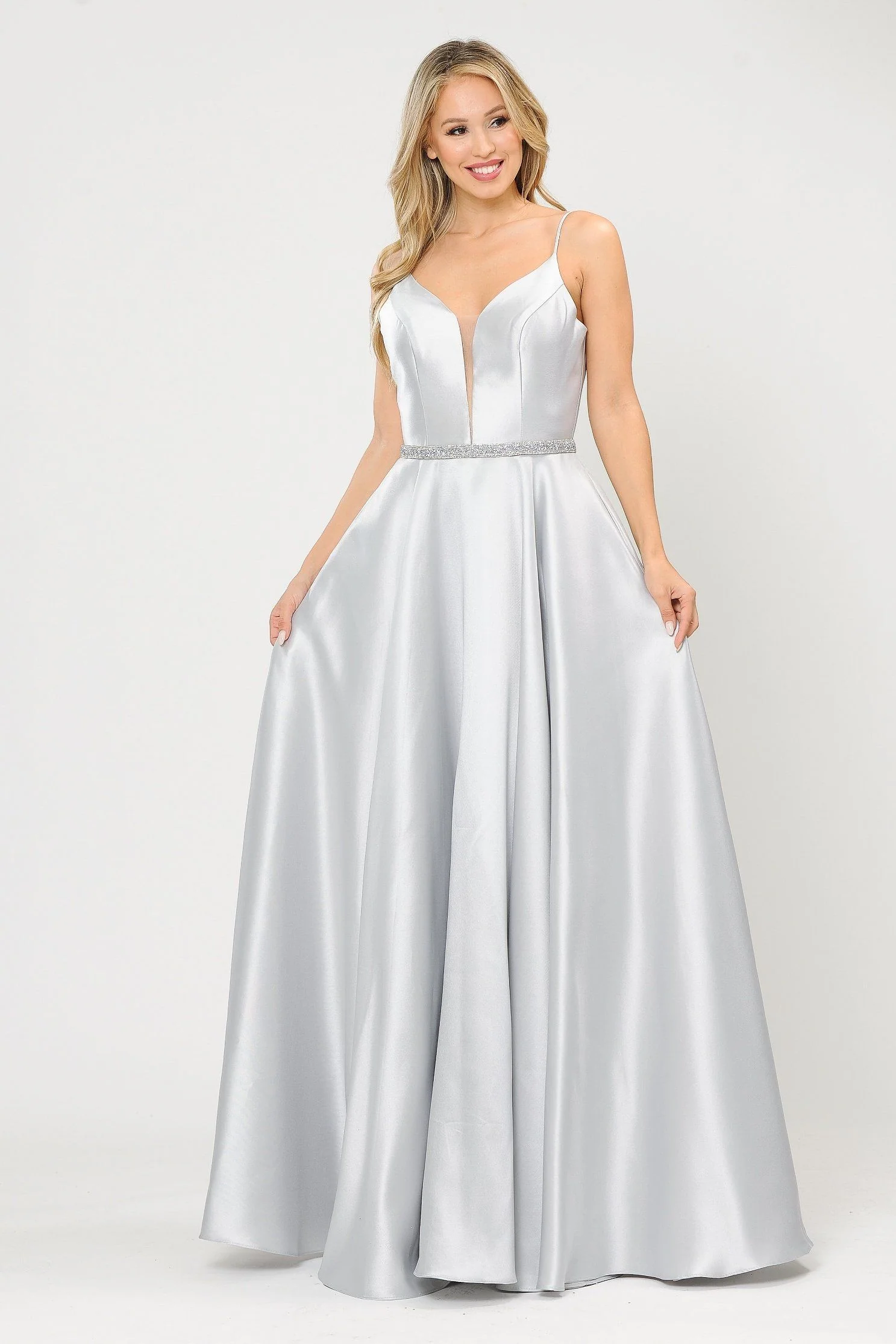 Poly USA 8672 Long Spaghetti Strap Dress with Deep Neckline - Image 15