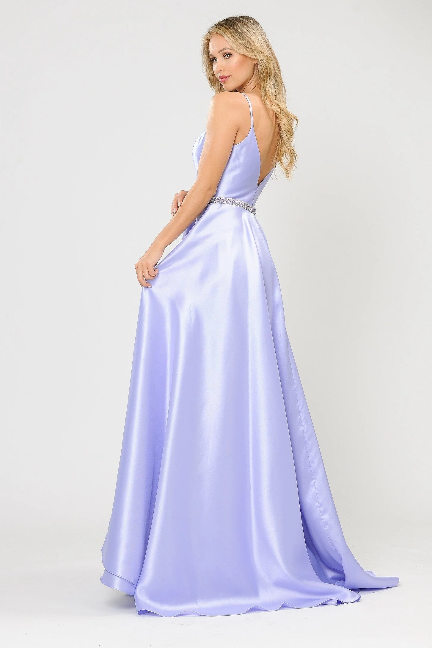 Poly USA 8672 Long Spaghetti Strap Dress with Deep Neckline - Image 19