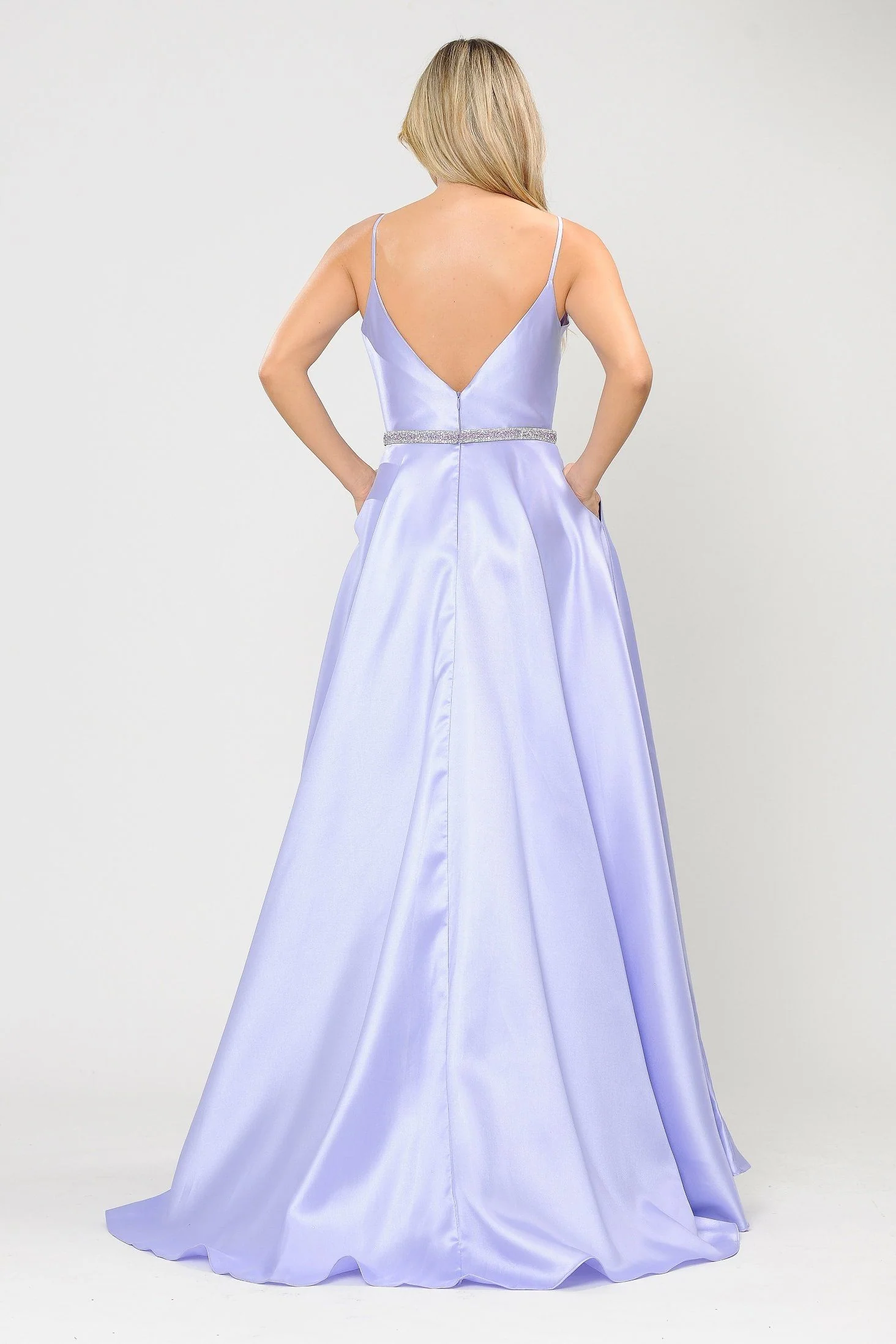 Poly USA 8672 Long Spaghetti Strap Dress with Deep Neckline - Image 20