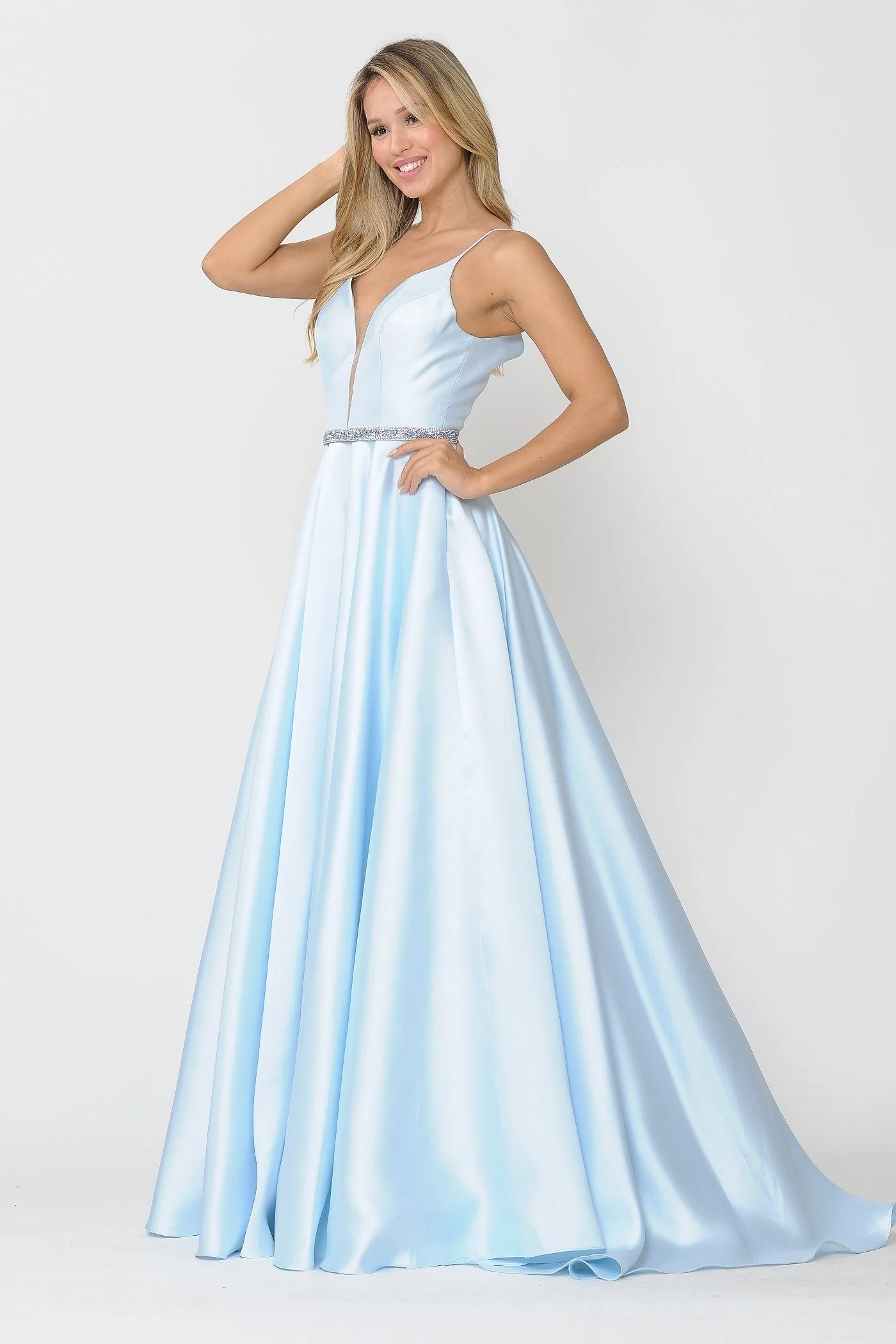 Poly USA 8672 Long Spaghetti Strap Dress with Deep Neckline - Image 23