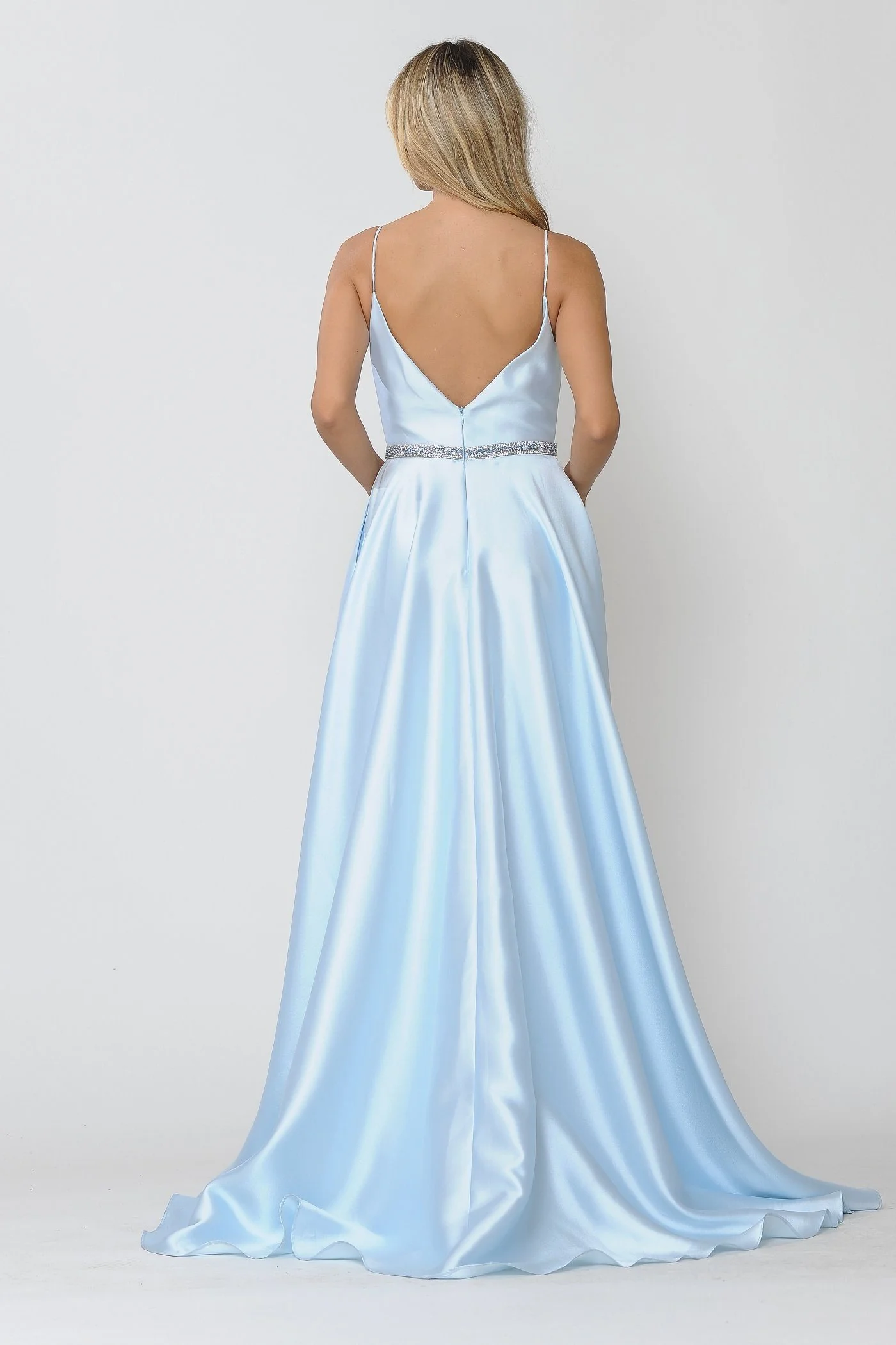 Poly USA 8672 Long Spaghetti Strap Dress with Deep Neckline - Image 24