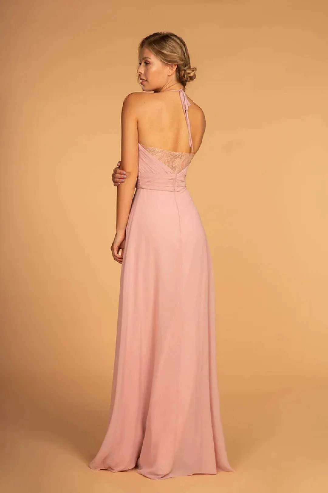 Long V-Neck Pleated Dress by Elizabeth KGL2606 - Image 3
