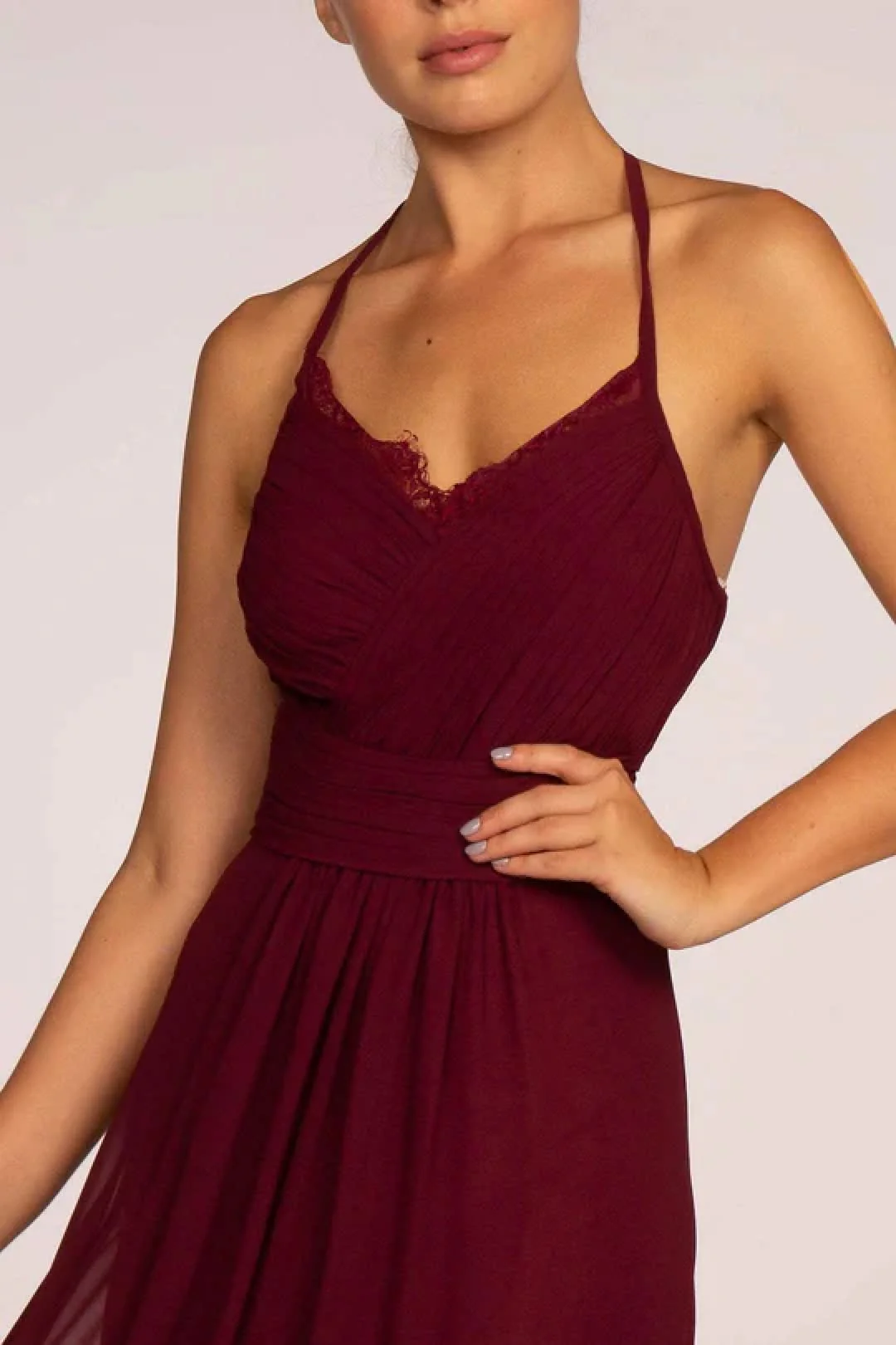 Long V-Neck Pleated Dress by Elizabeth KGL2606 - Image 5