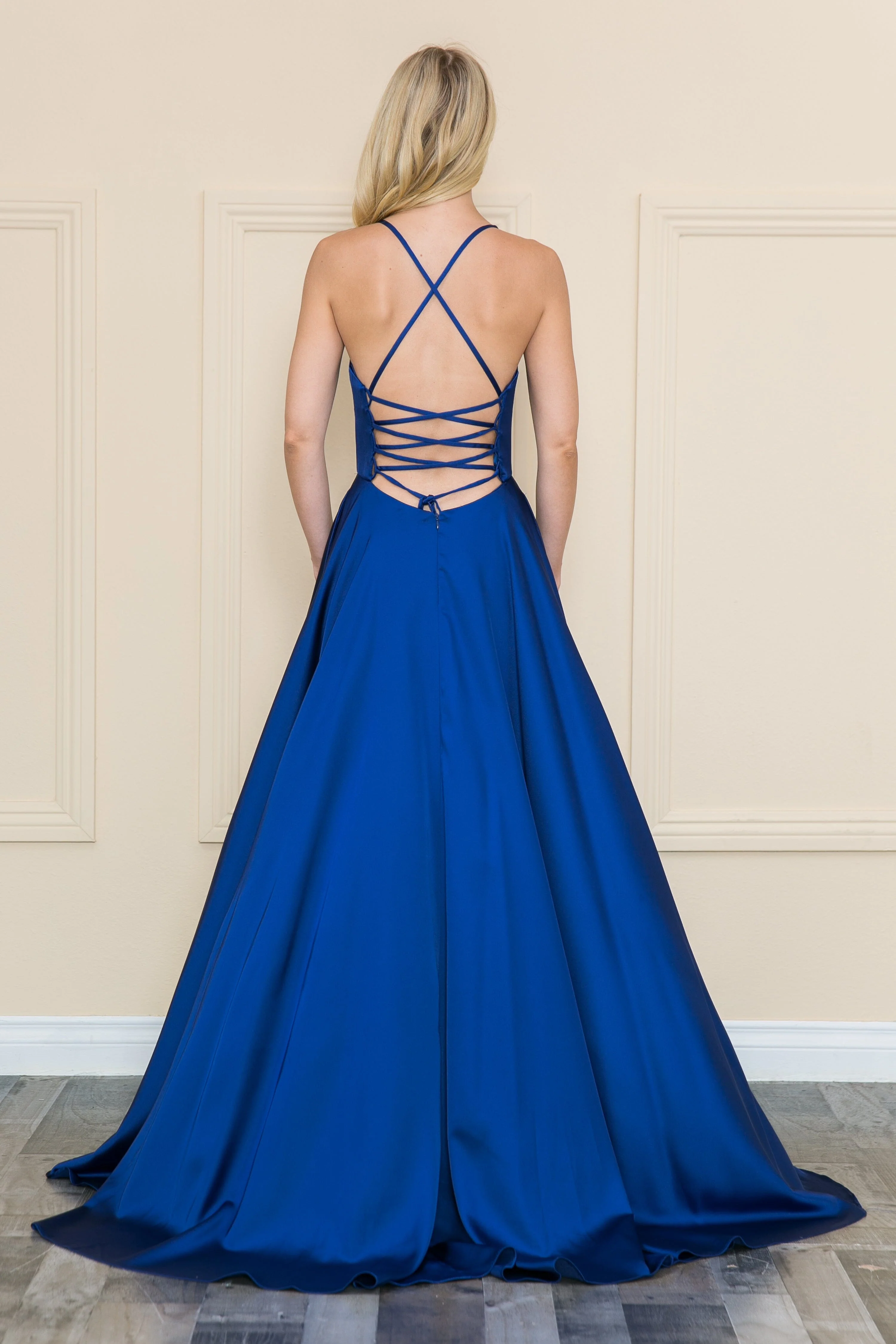 Poly USA 8908 Long V-Neck Pocket Dress - Image 2