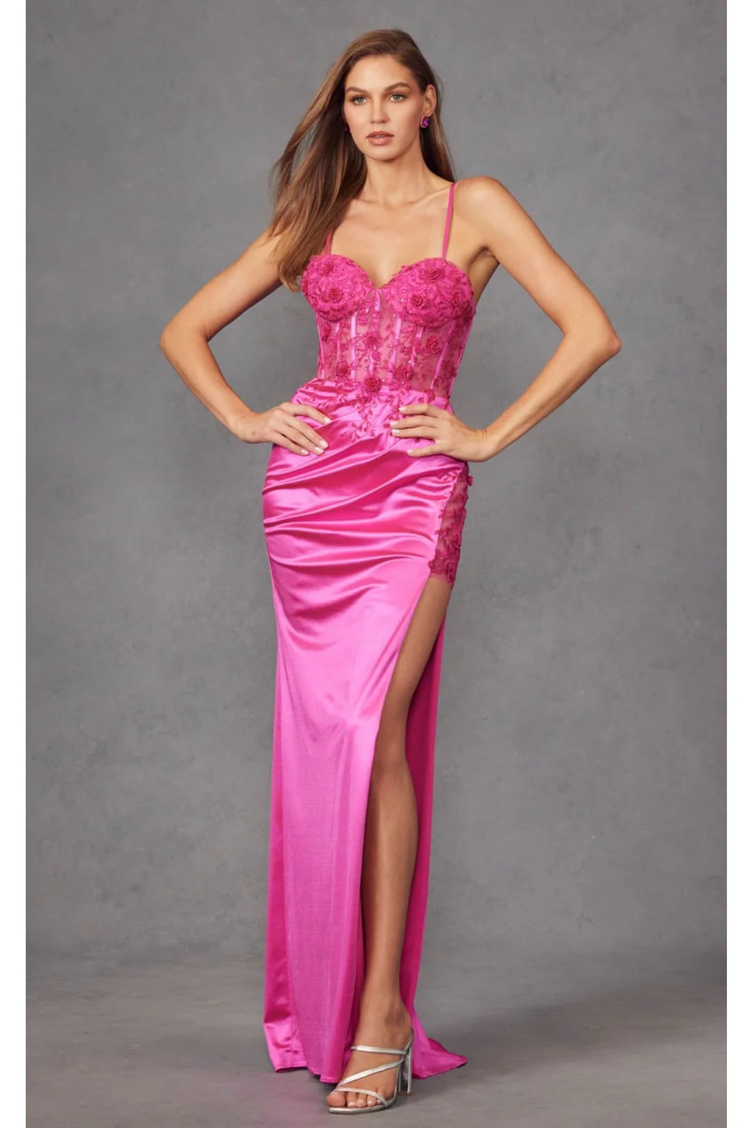 Magenta Bridesmaid Dresses-Inexpensive Corset 3D Floral Juliet JT2476U