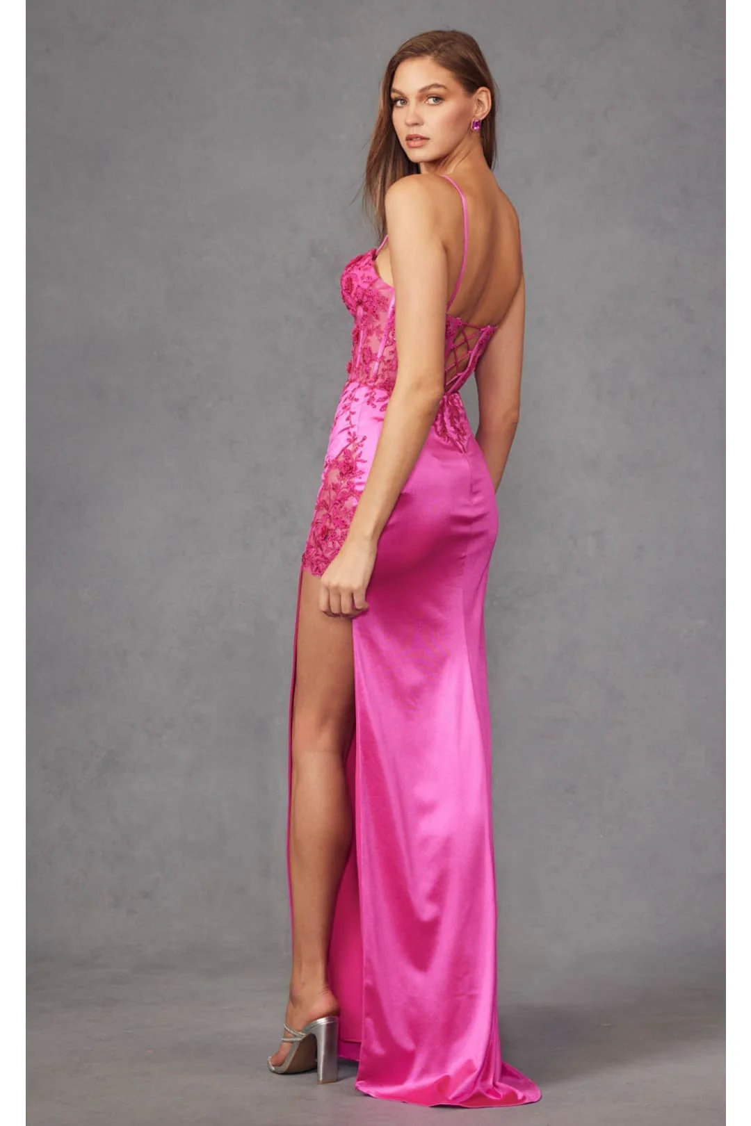Magenta Bridesmaid Dresses-Inexpensive Corset 3D Floral Juliet JT2476U - Image 3