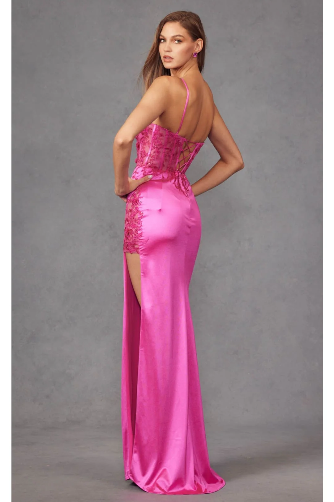 Magenta Bridesmaid Dresses-Inexpensive Corset 3D Floral Juliet JT2476U - Image 4