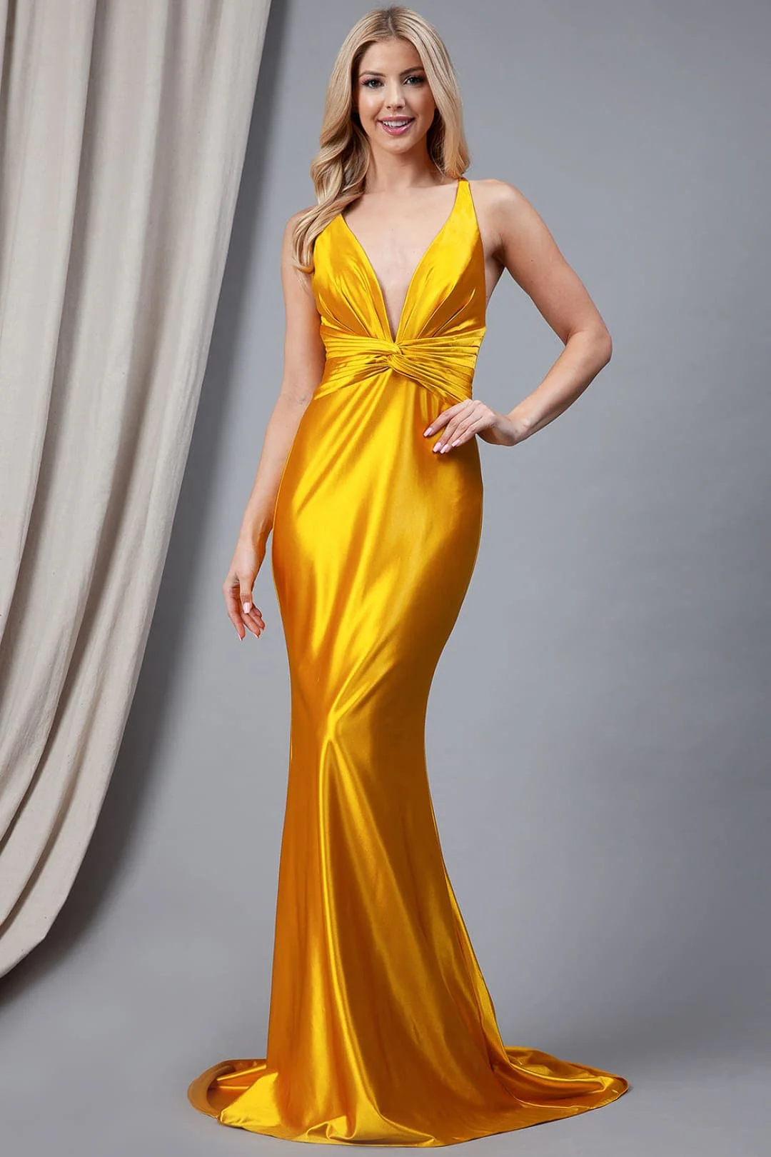 MariGold Bridesmaid Dresses-Inexpensive Amelia Couture 5039 V-neck