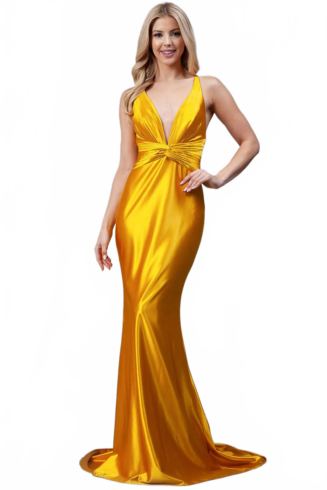 MariGold Bridesmaid Dresses-Inexpensive Amelia Couture 5039 V-neck - Image 4