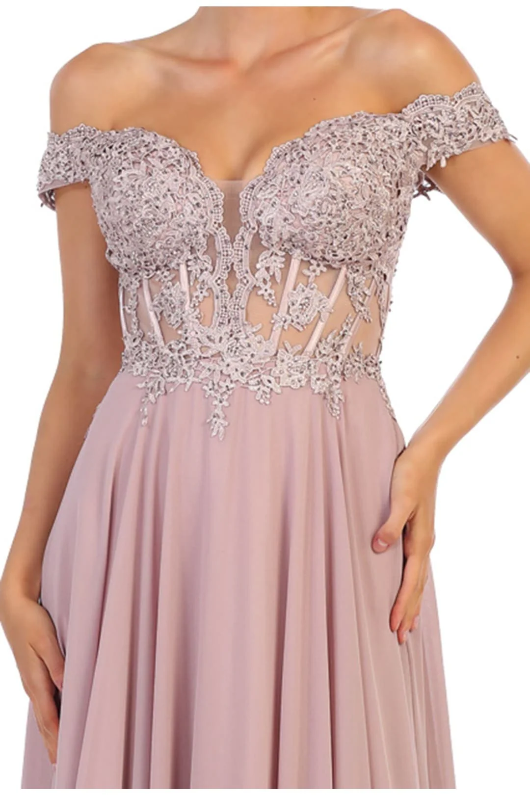 Mauve Bridesmaid Dresses-Inexpensive Chiffon Off Shoulder MQ1714 - Image 8