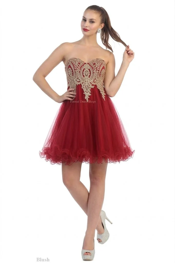 Strapless A Line Embroidered Cute Homecoming Dress MQ1414 - Image 10