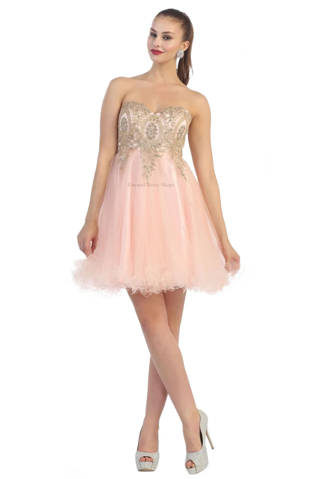 Strapless A Line Embroidered Cute Homecoming Dress MQ1414 - Image 3