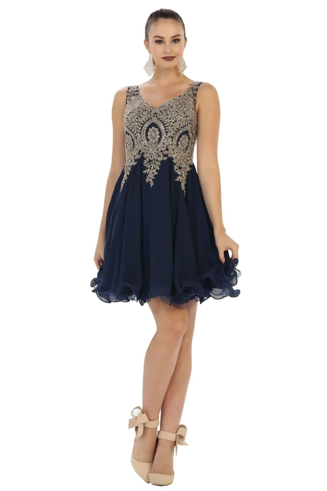 May Queen MQ1417 Embellished A Line Graduation Cocktail Dress - Image 9