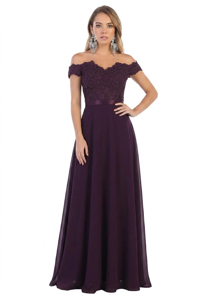 May Queen MQ1601 Off The Shoulder A-Line Corset Back Prom Gown - Image 15