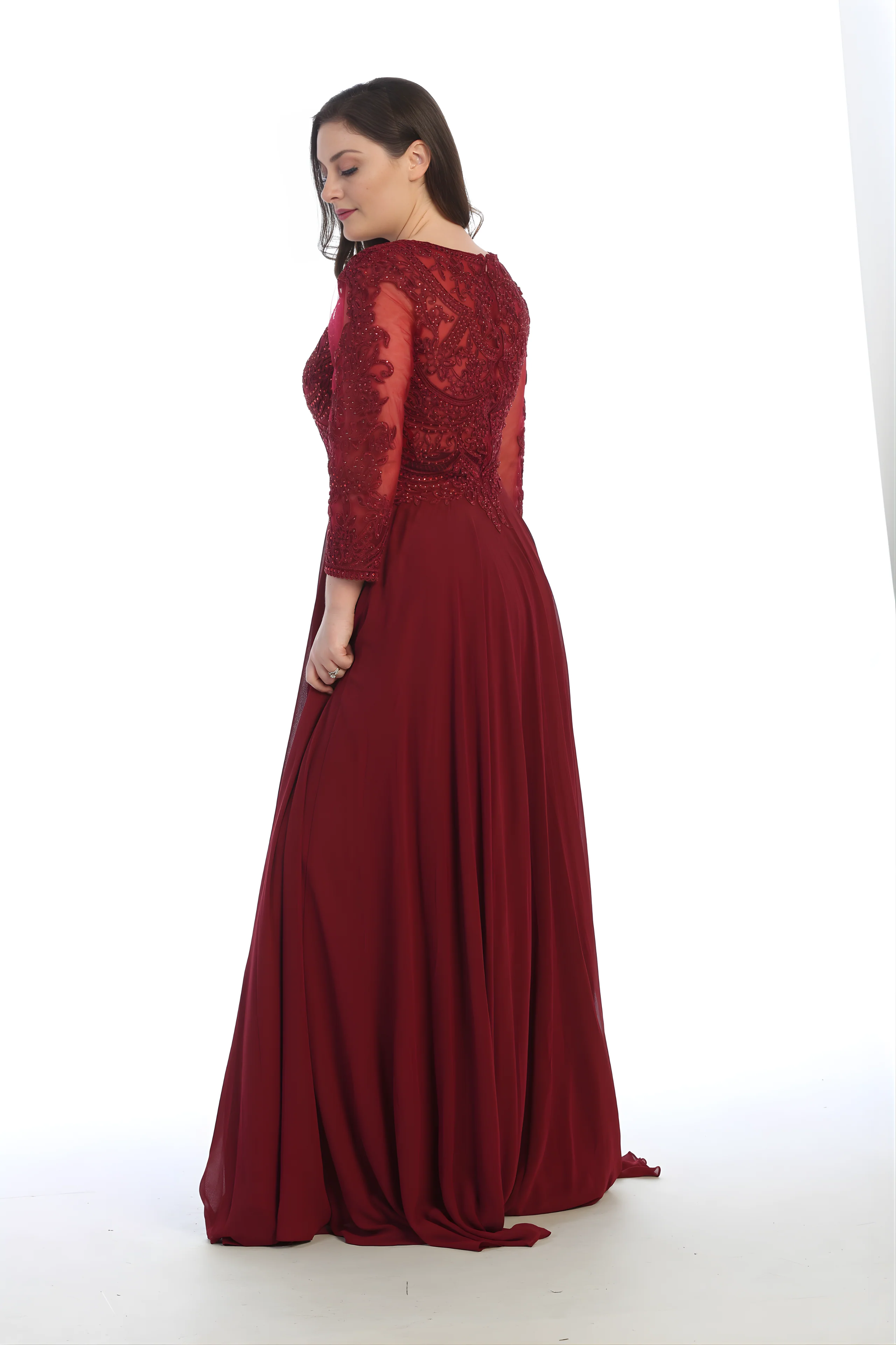 May Queen MQ1615 Long Sleeve A Line Classy Mother of the Bride Gown-New Collection - Image 17