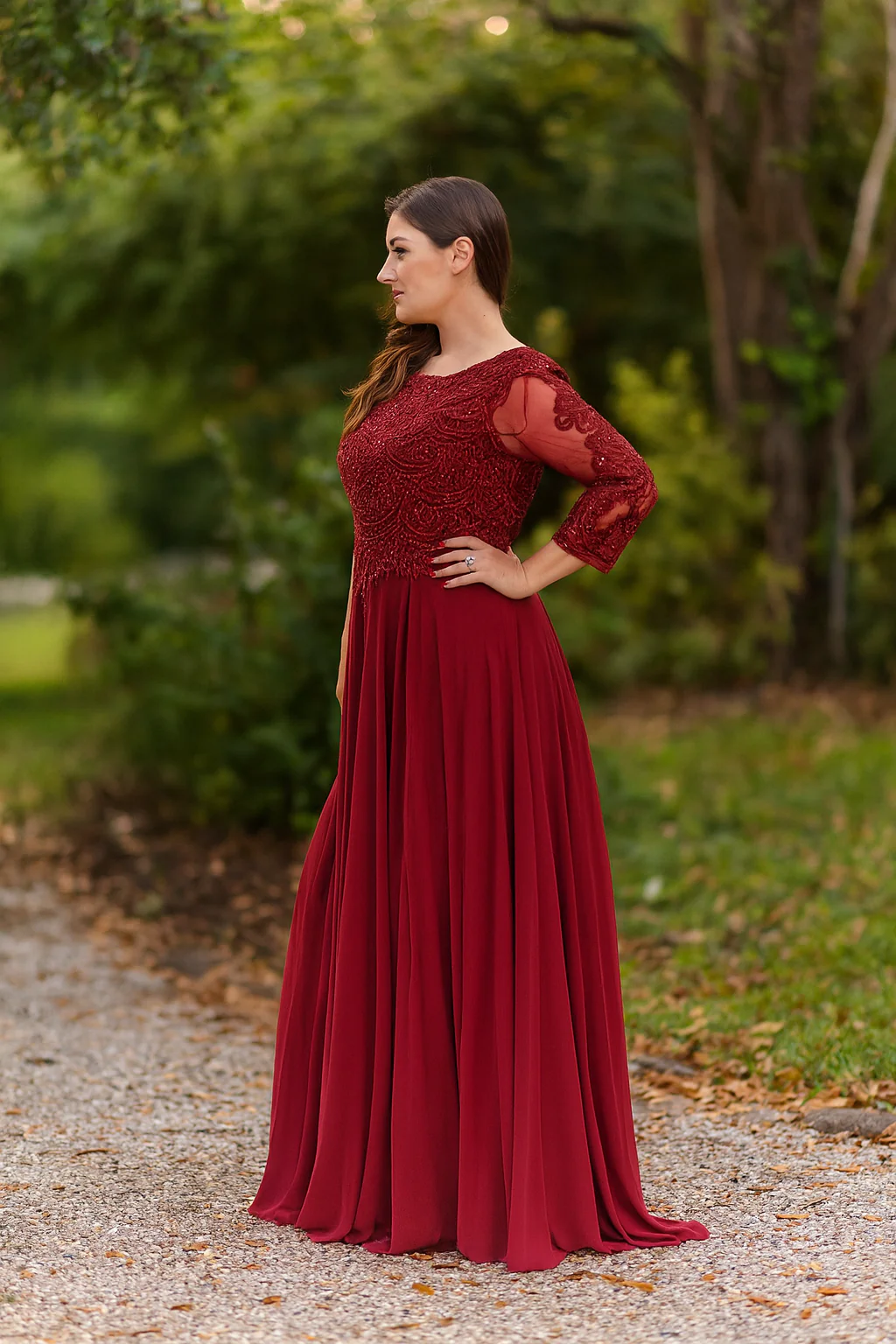 May Queen MQ1615 Long Sleeve A Line Classy Mother of the Bride Gown-New Collection - Image 4