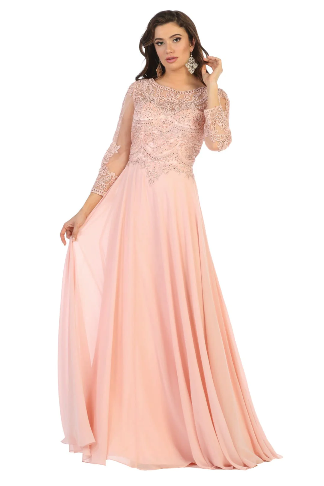 May Queen MQ1615N Embroidered Long Plus Size Mother Of Bride Dress - Image 9