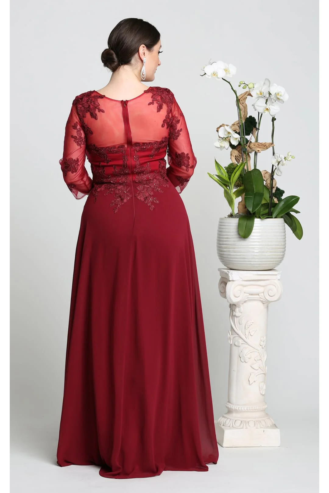 May Queen MQ1637 3/4 Sleeves Long Plus Size Mother Of Bride Dress - Image 3