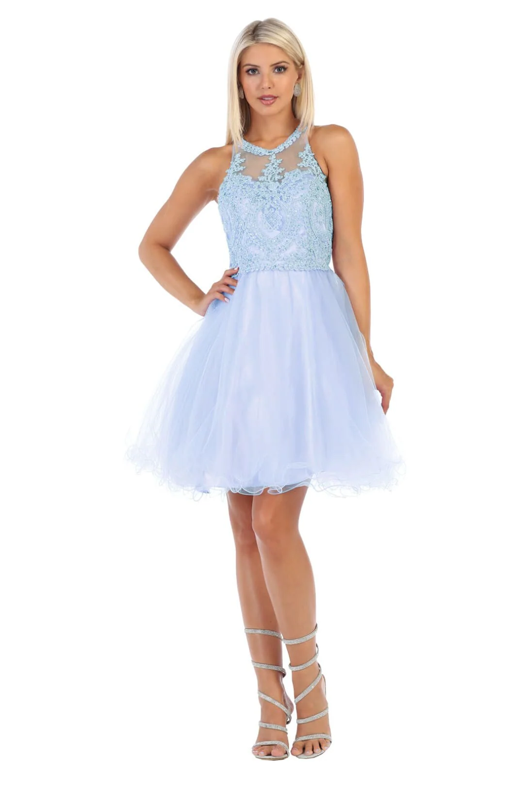 May Queen MQ1643 A Line Embroidered Graduation Short Party Dress - Image 10