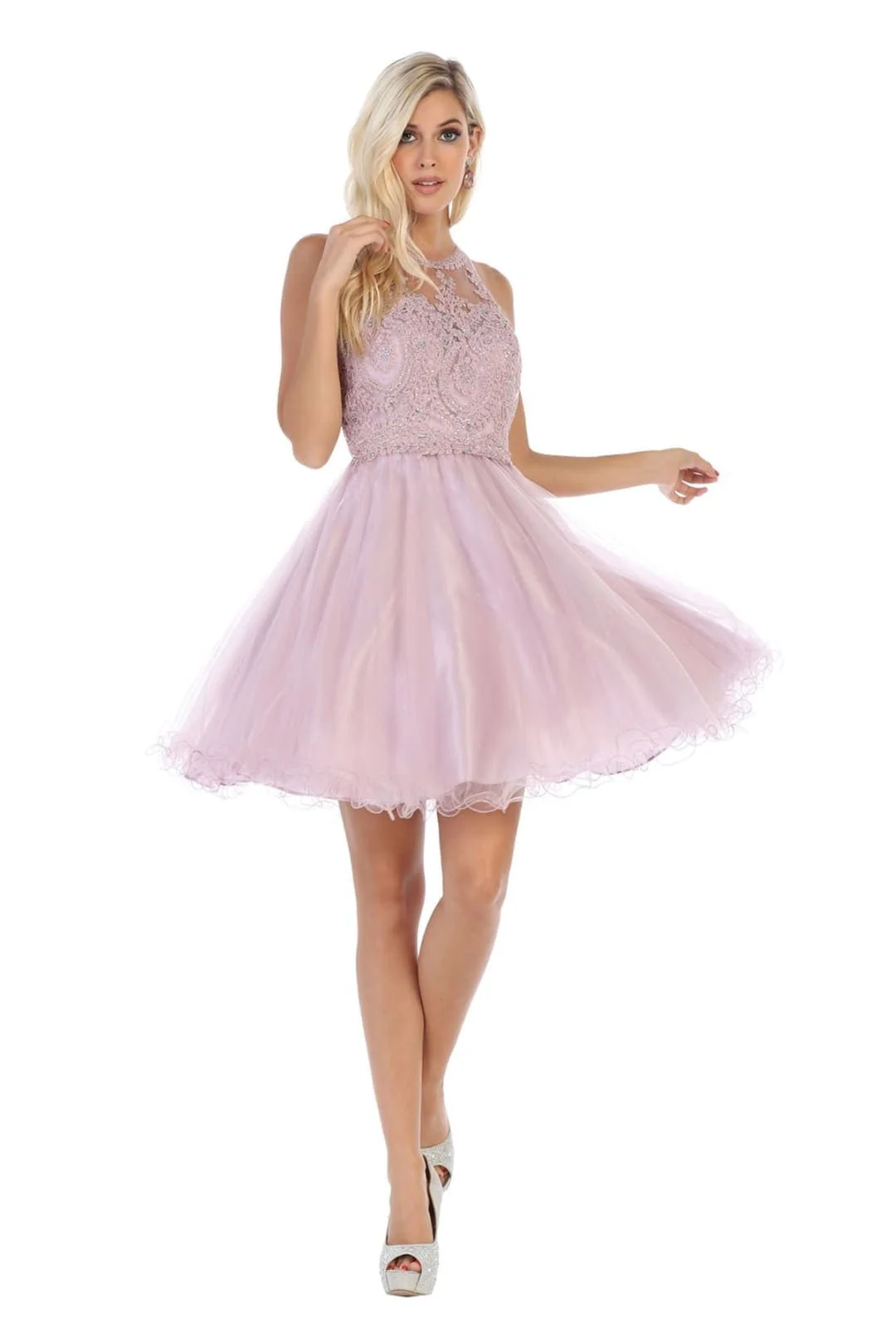 May Queen MQ1643 A Line Embroidered Graduation Short Party Dress - Image 12