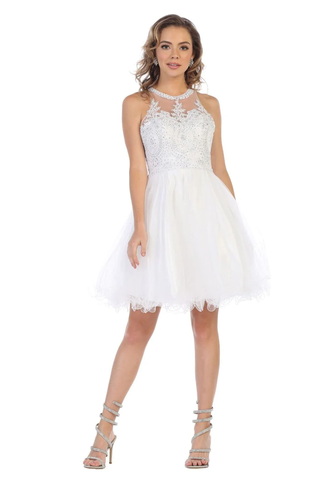 May Queen MQ1643 A Line Embroidered Graduation Short Party Dress - Image 13