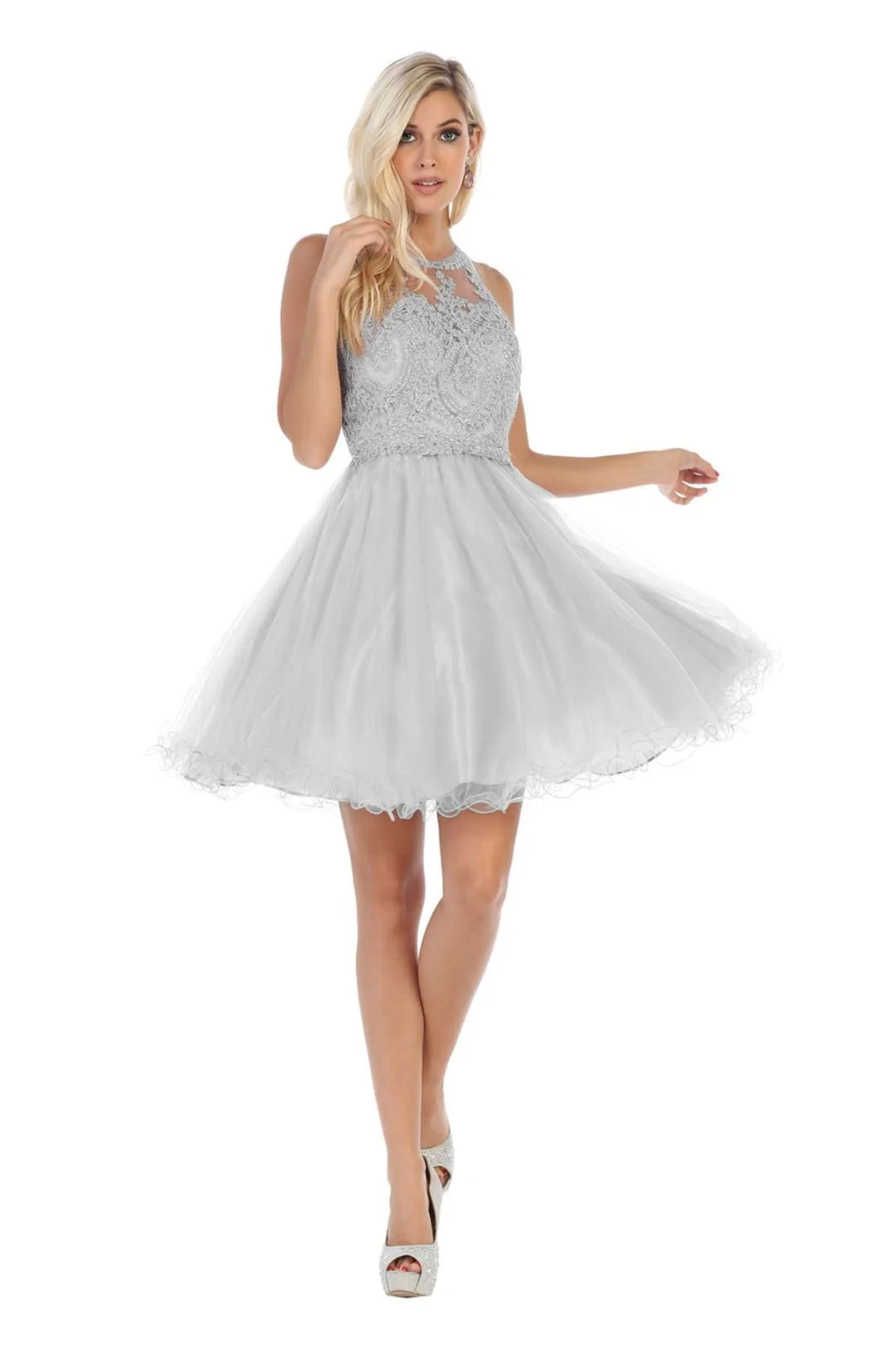May Queen MQ1643 A Line Embroidered Graduation Short Party Dress - Image 15