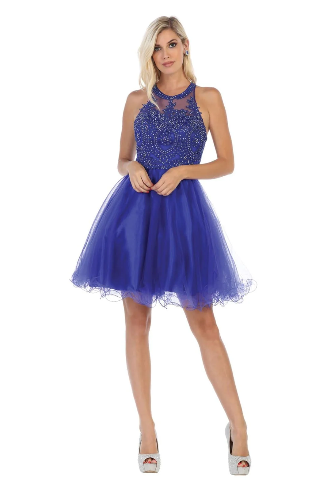 May Queen MQ1643 A Line Embroidered Graduation Short Party Dress - Image 16